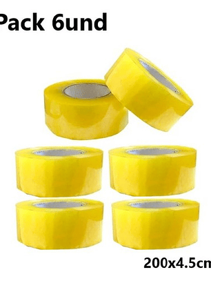 Pack 6 Cintas Embalaje 200mts Transparente