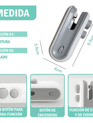 Sellador Cortador De Bolsas 2 En 1 Magnético Recargable