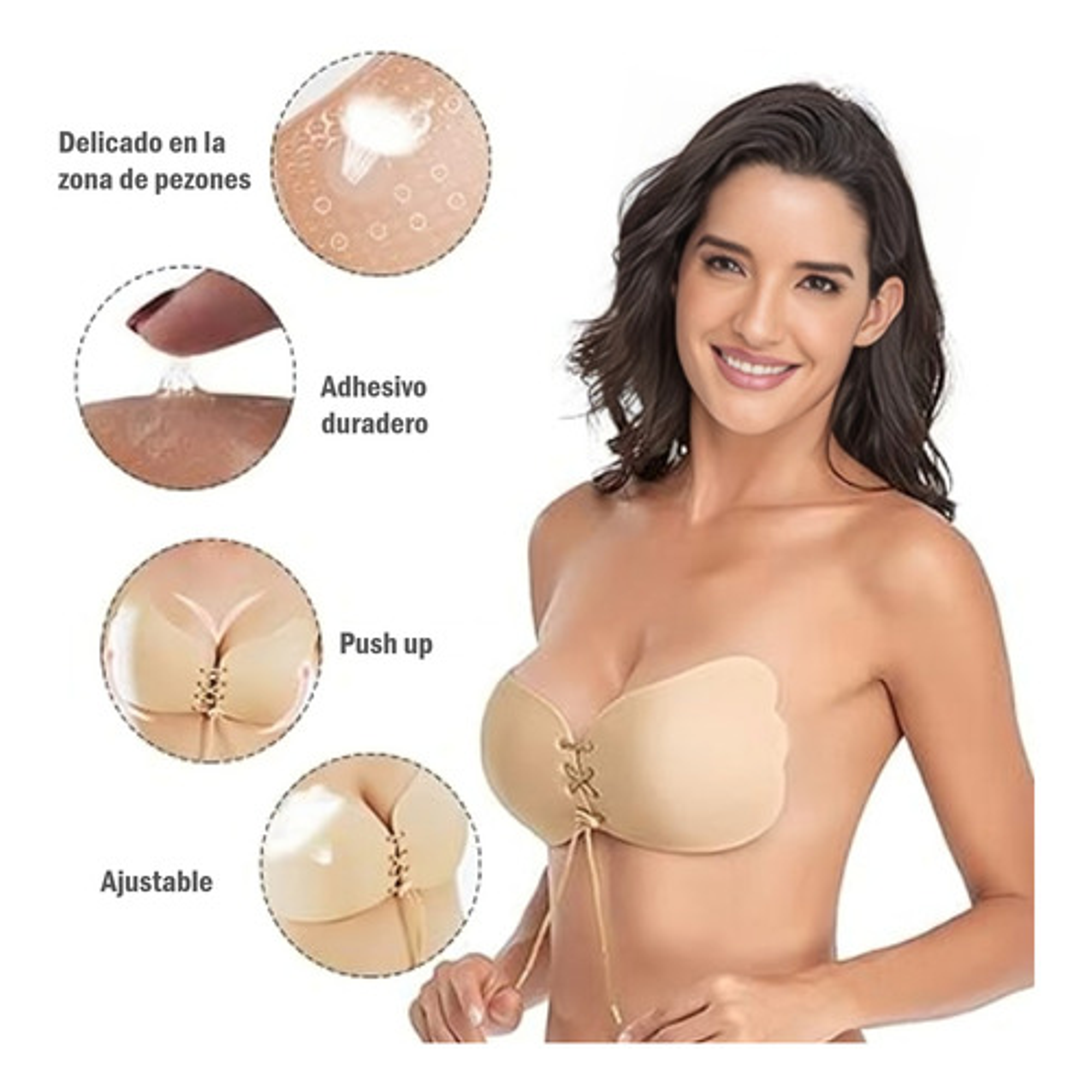 Brasier Sostén Invisible Push Up Con Adhesivo Y Cordón 7