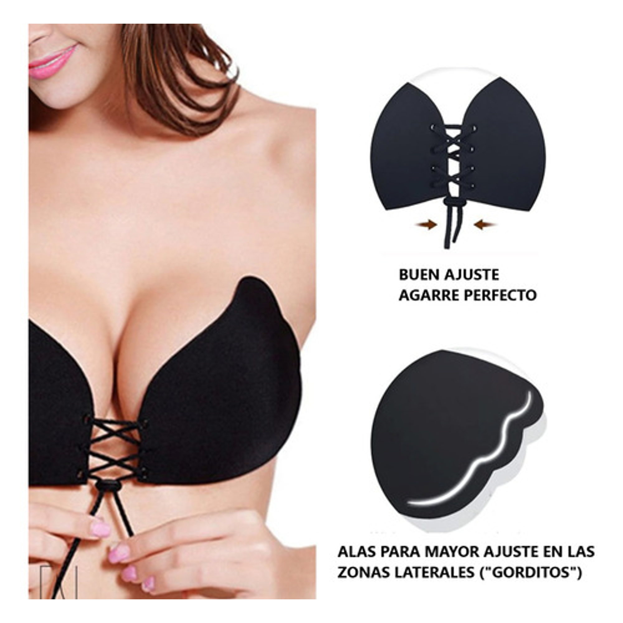 Brasier Sostén Invisible Push Up Con Adhesivo Y Cordón 12