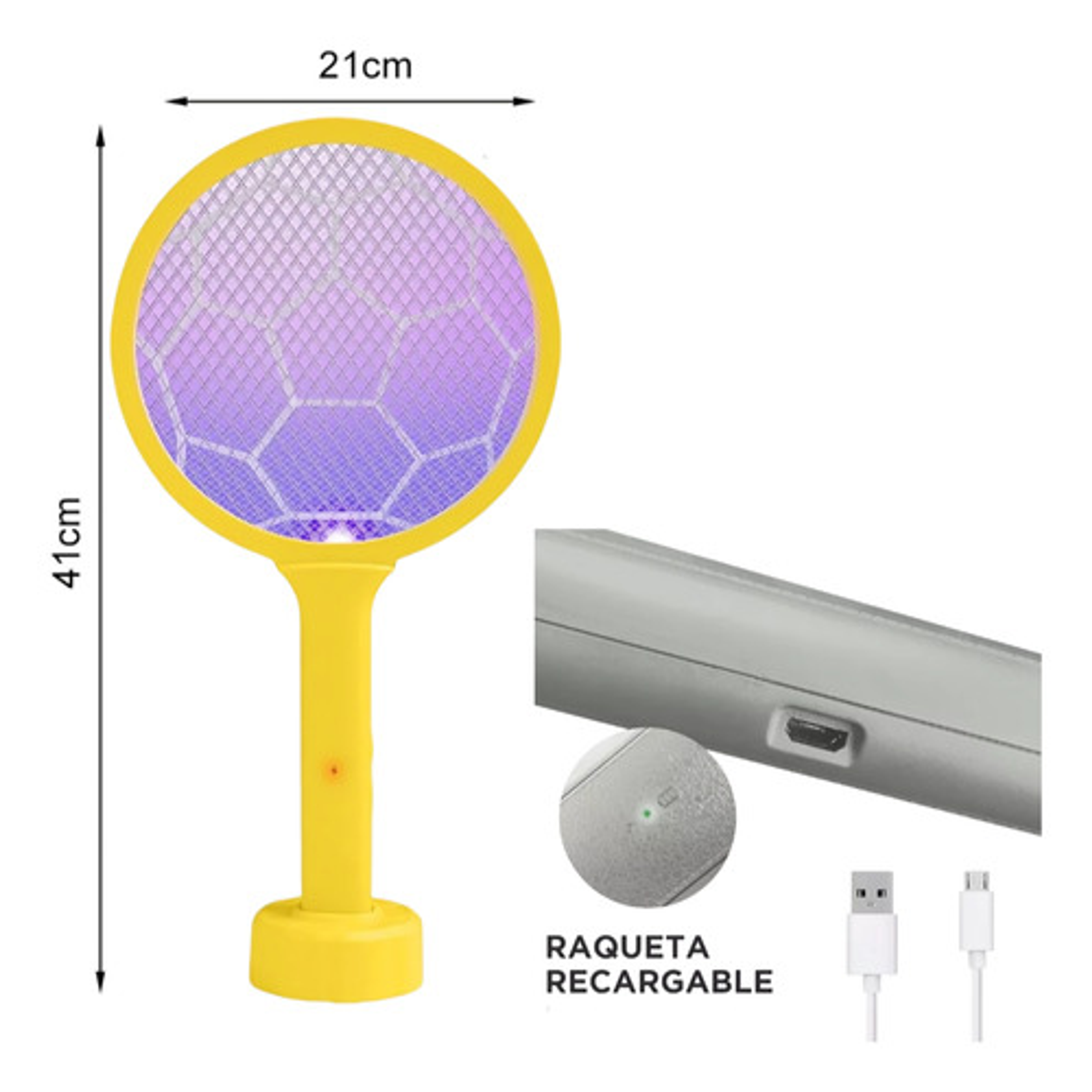 Raqueta Eléctrica Matamoscas Con Luz - 2 Funciones 7