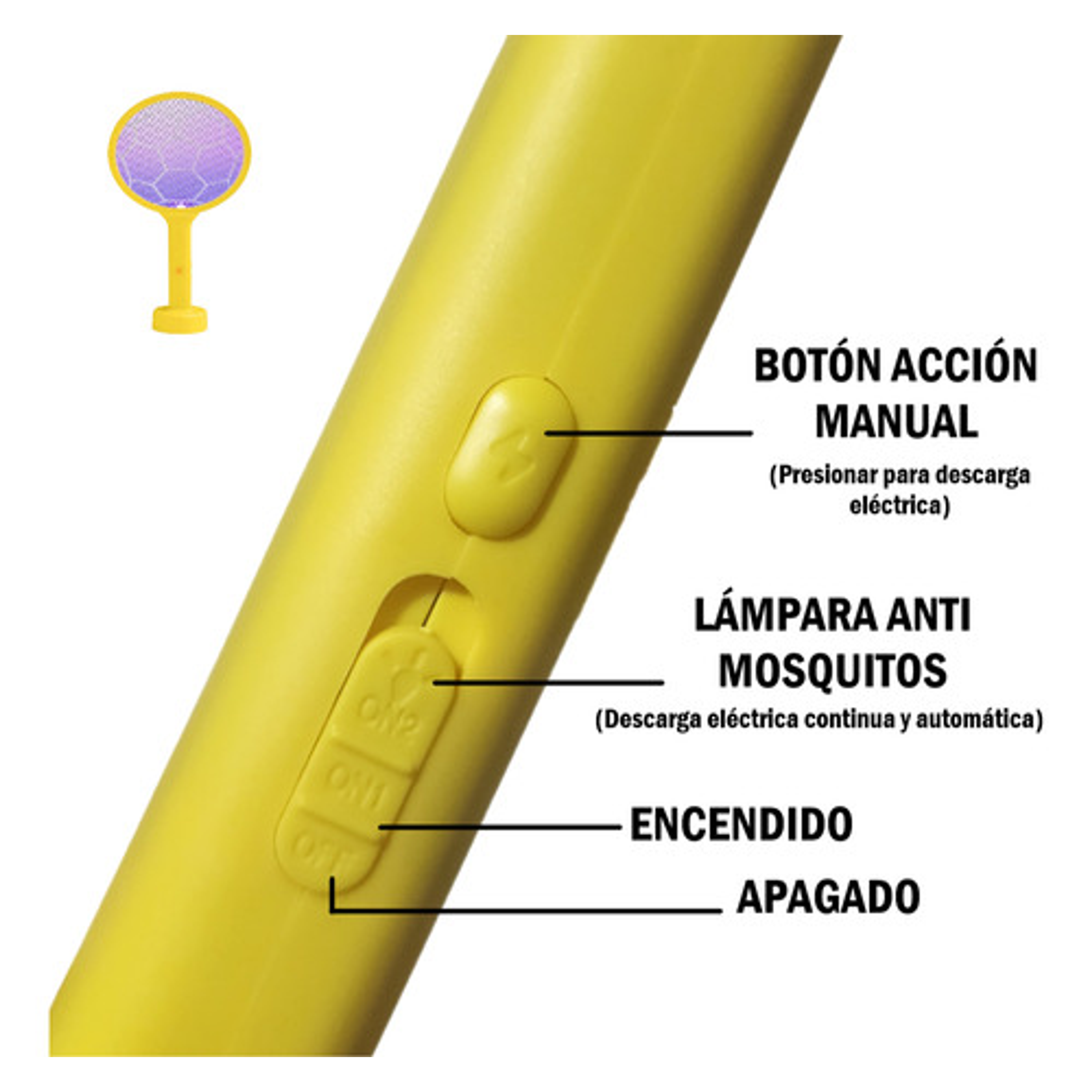 Raqueta Eléctrica Matamoscas Con Luz - 2 Funciones 9
