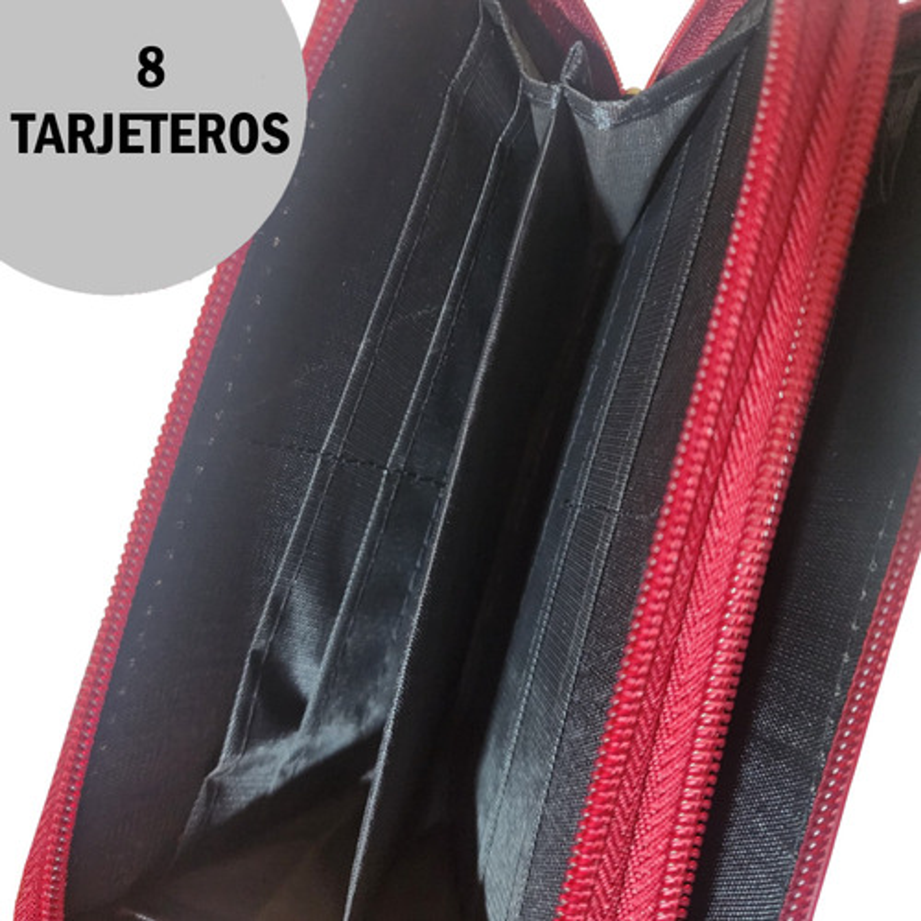 Billetera Cartera De Cuero Sintético Con Doble Cierre Dorado 6