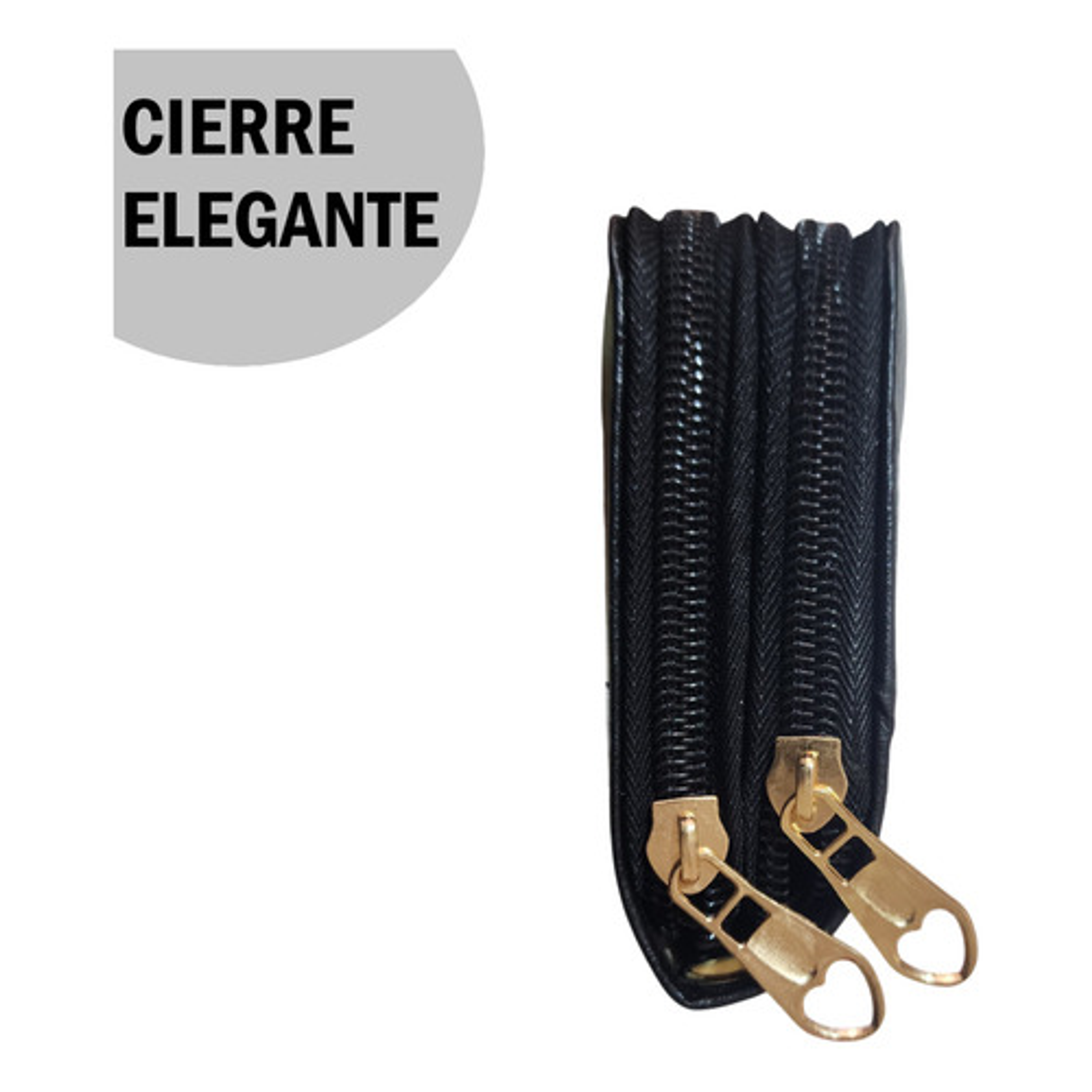 Billetera Cartera De Cuero Sintético Con Doble Cierre Dorado 32