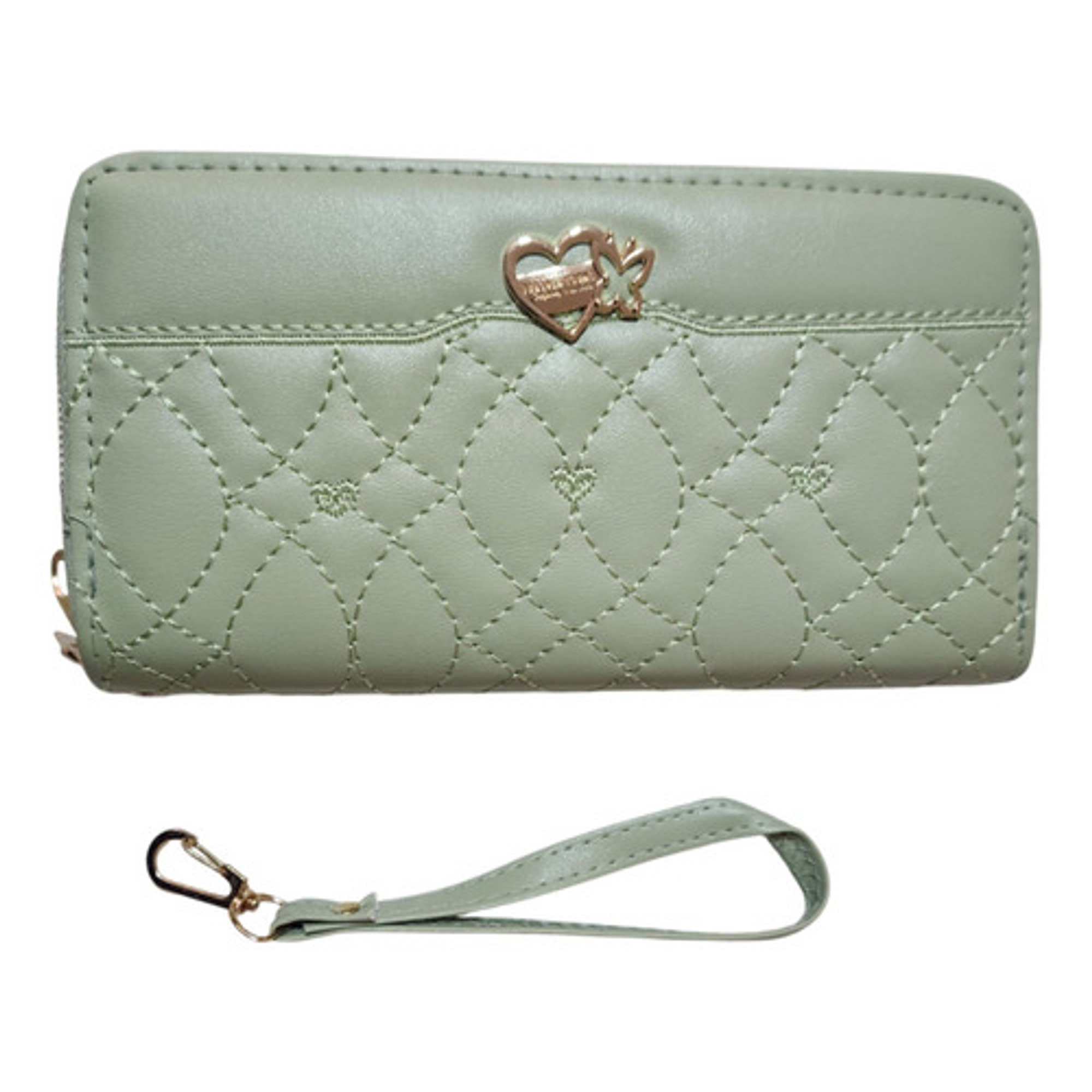 Billetera Cartera De Cuero Sintético Con Doble Cierre Dorado 44