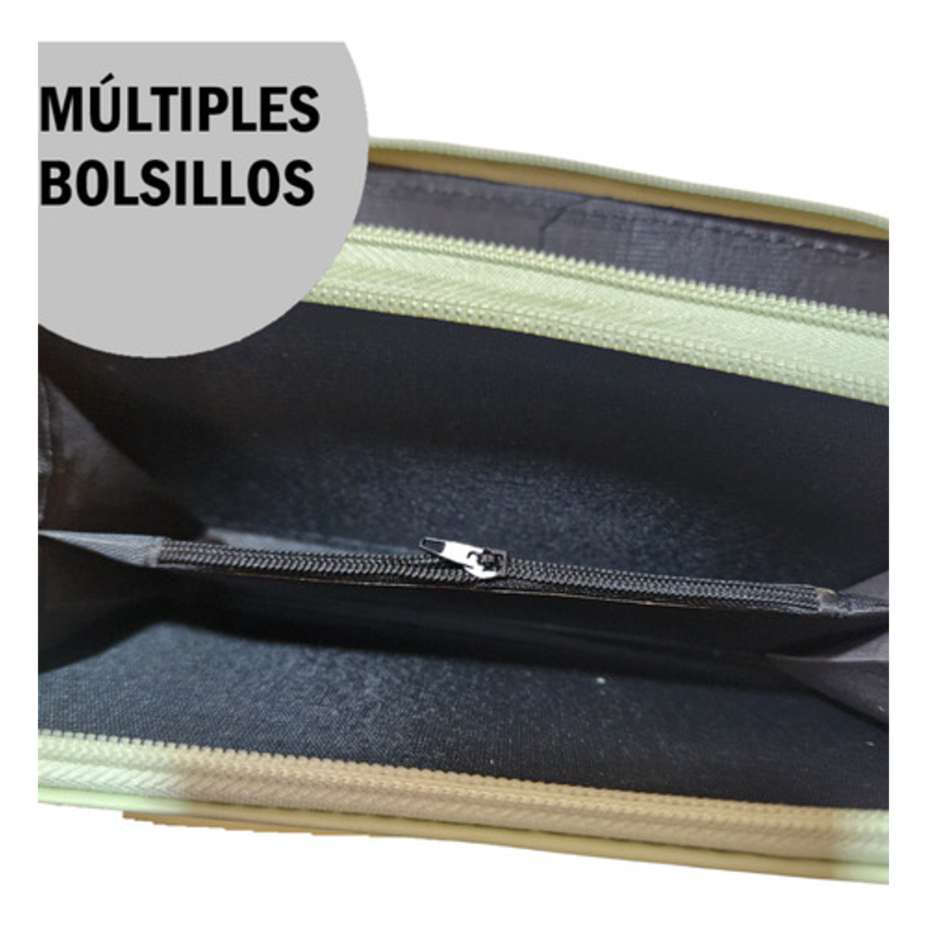 Billetera Cartera De Cuero Sintético Con Doble Cierre Dorado 47