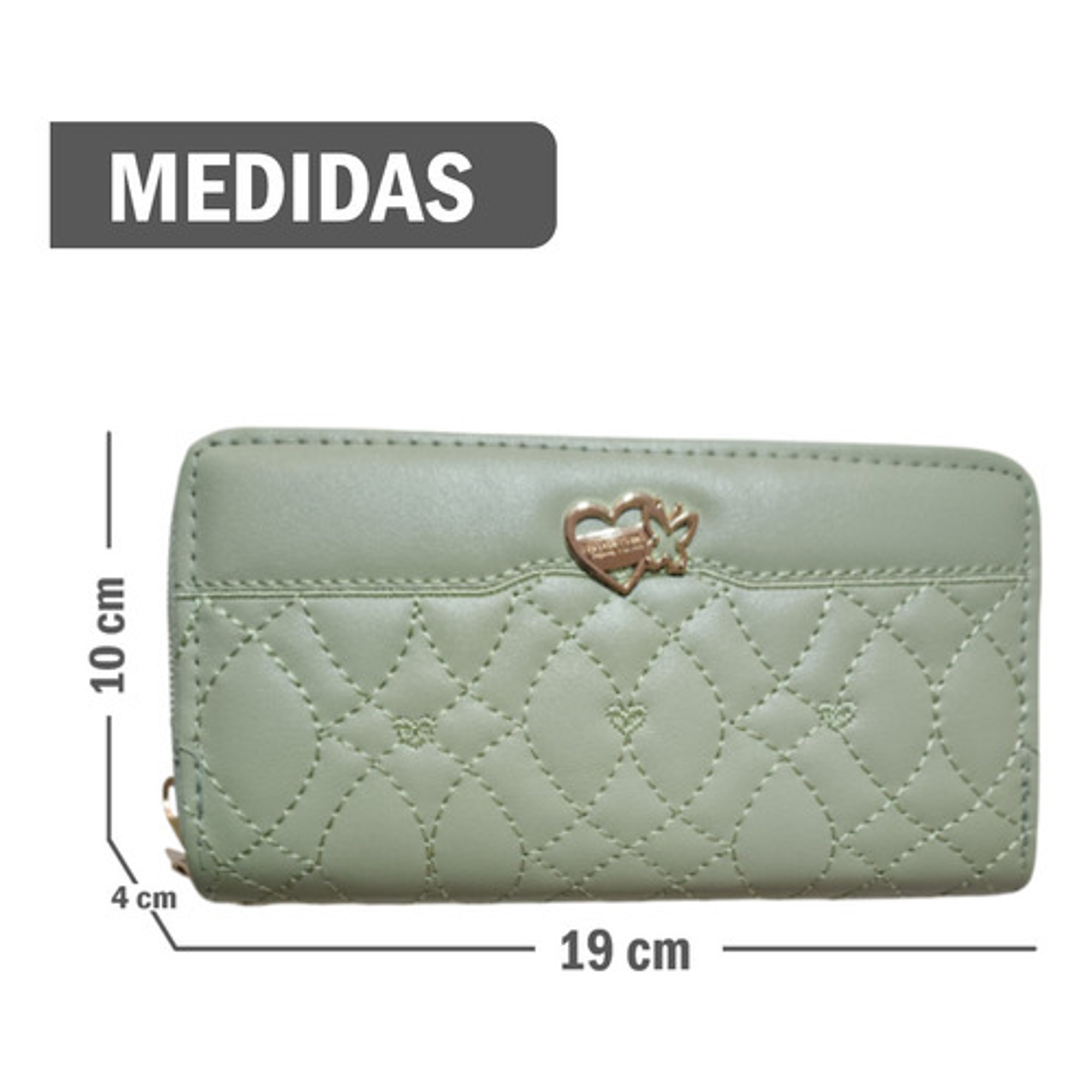 Billetera Cartera De Cuero Sintético Con Doble Cierre Dorado 49