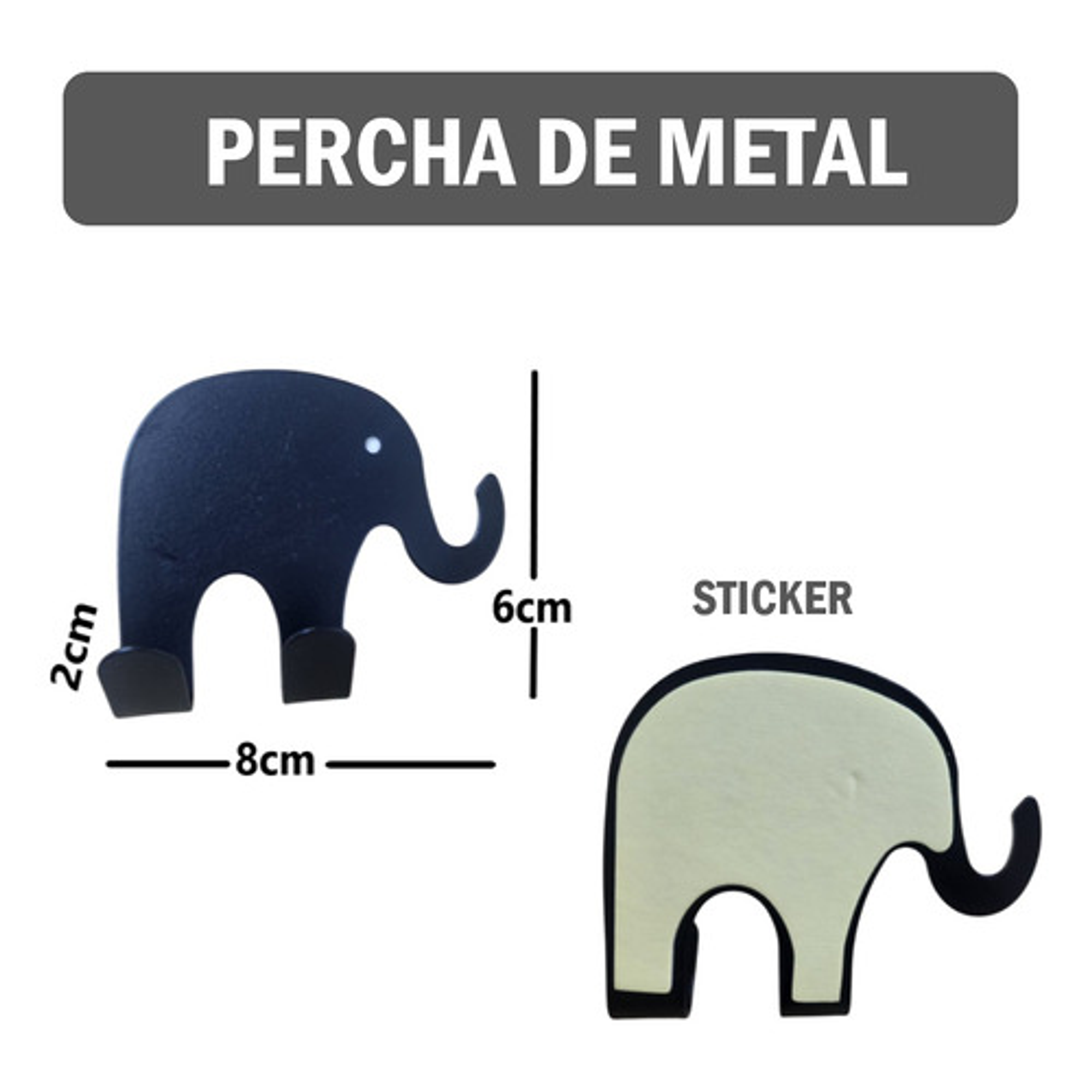Pack de 4 Ganchos Perchas De Metal Resistente - Diseño Elefante 3