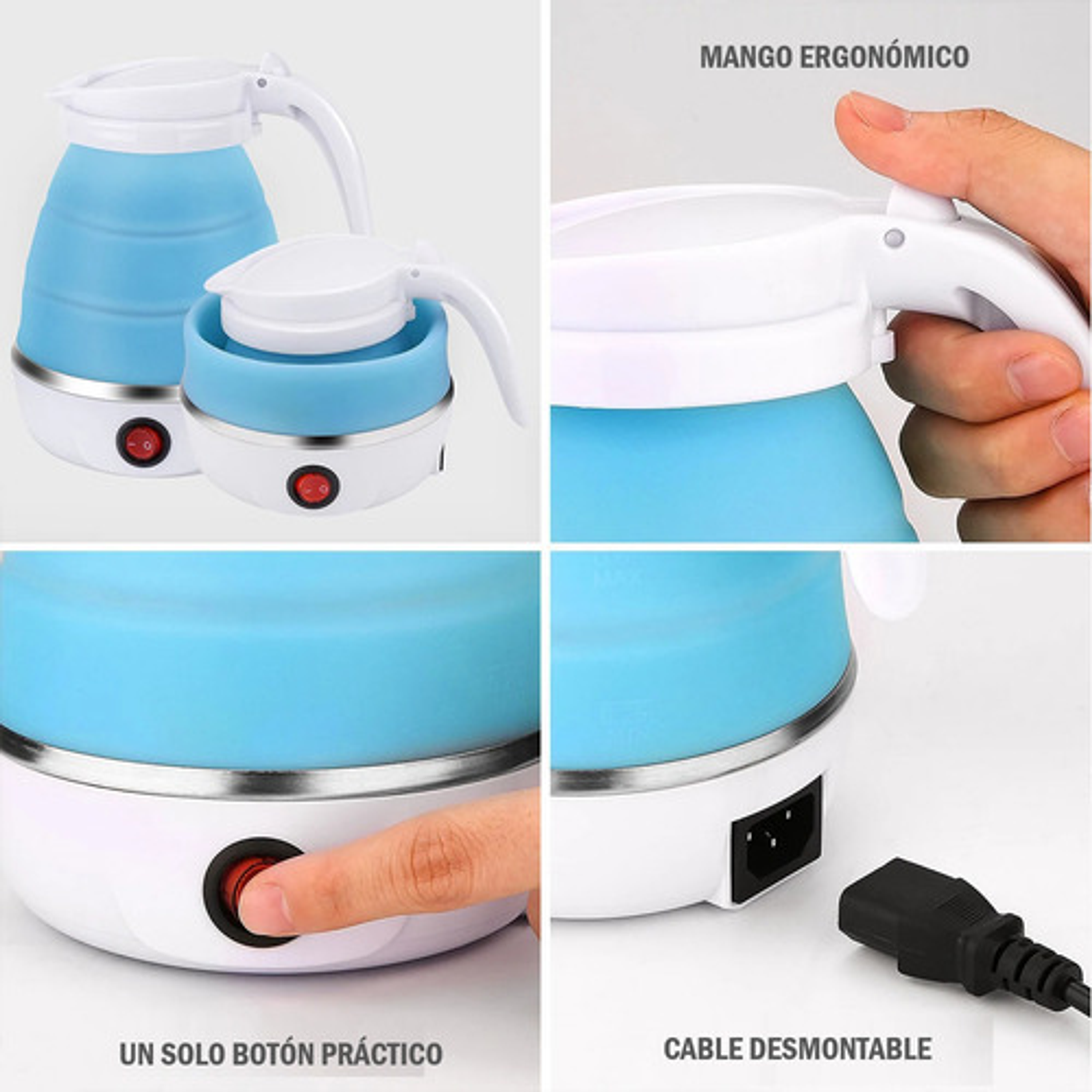 Hervidor De Agua Eléctrico Plegable De Silicona 1l 8