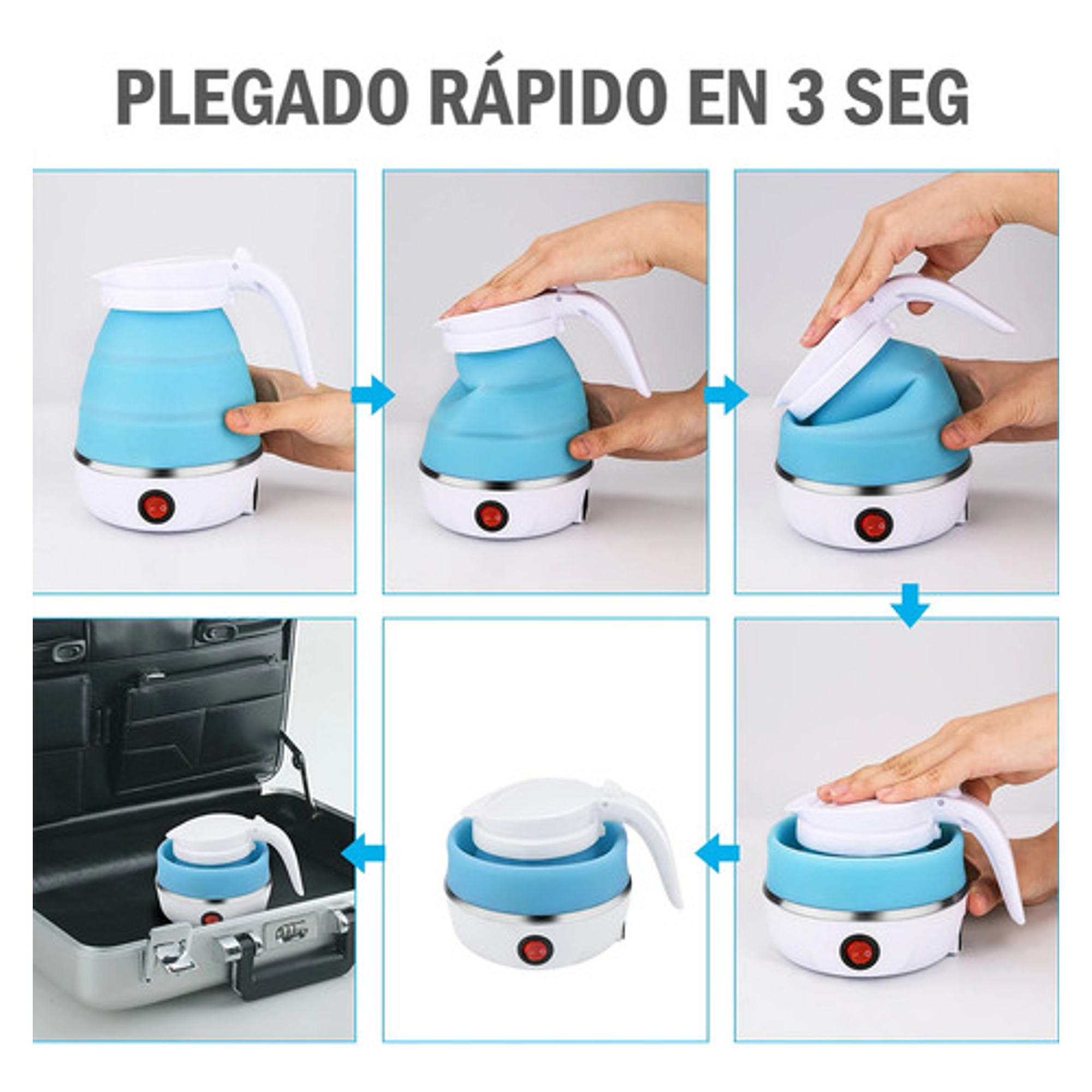 Hervidor De Agua Eléctrico Plegable De Silicona 1l 11