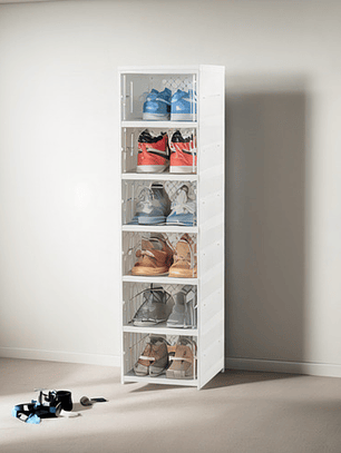 Zapatera De Acrílico Plegable Con Puertas - 6 Niveles