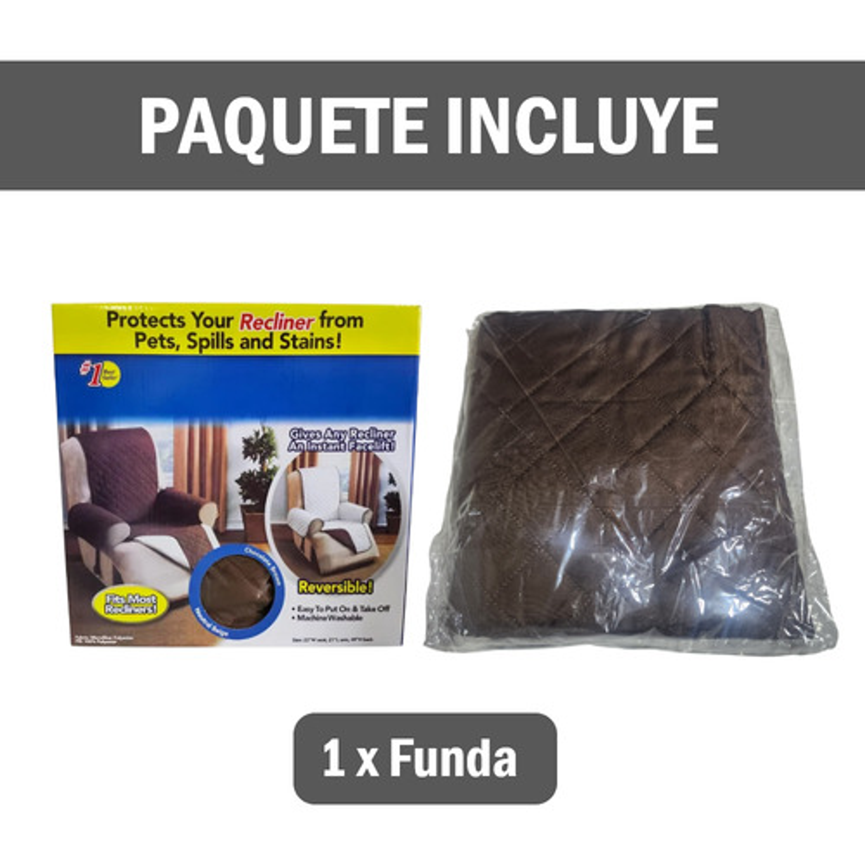 Protector Funda Para Sillón Individual Reversible Marrón 2