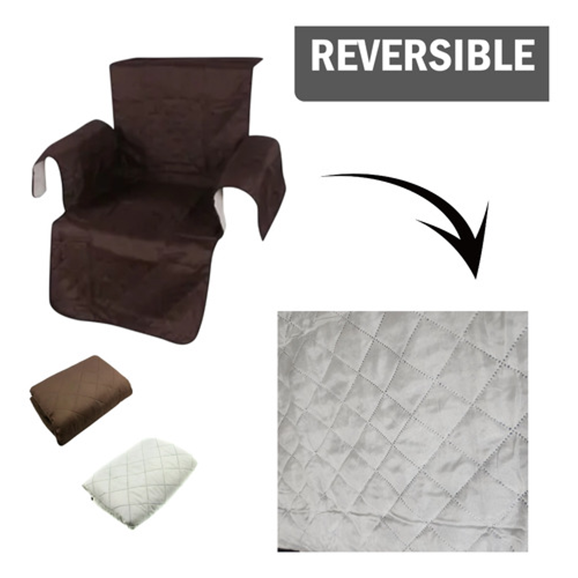 Protector Funda Para Sillón Individual Reversible Marrón 5