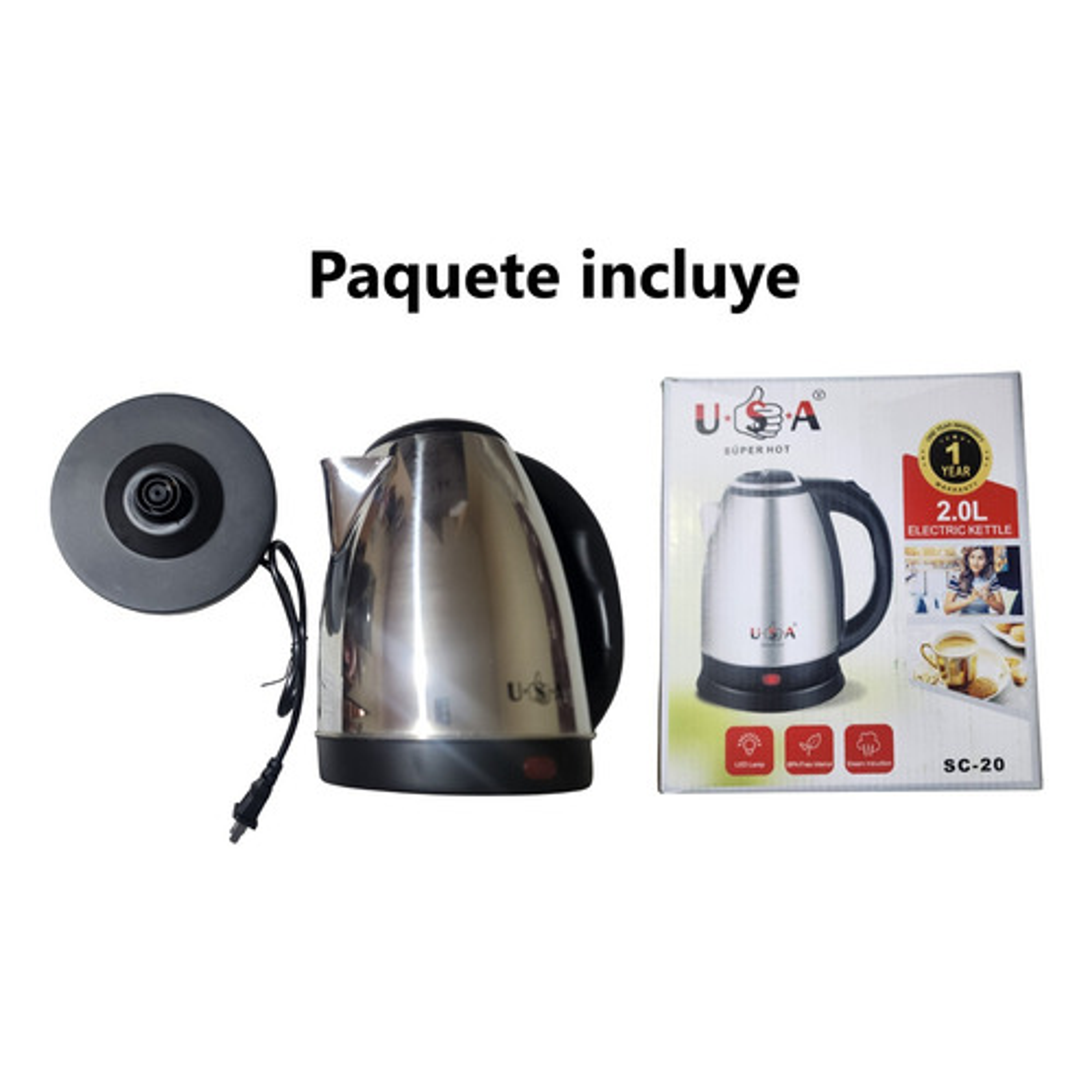 Hervidor Eléctrico De 2 Litros Acero Inoxidable Sc-20 6