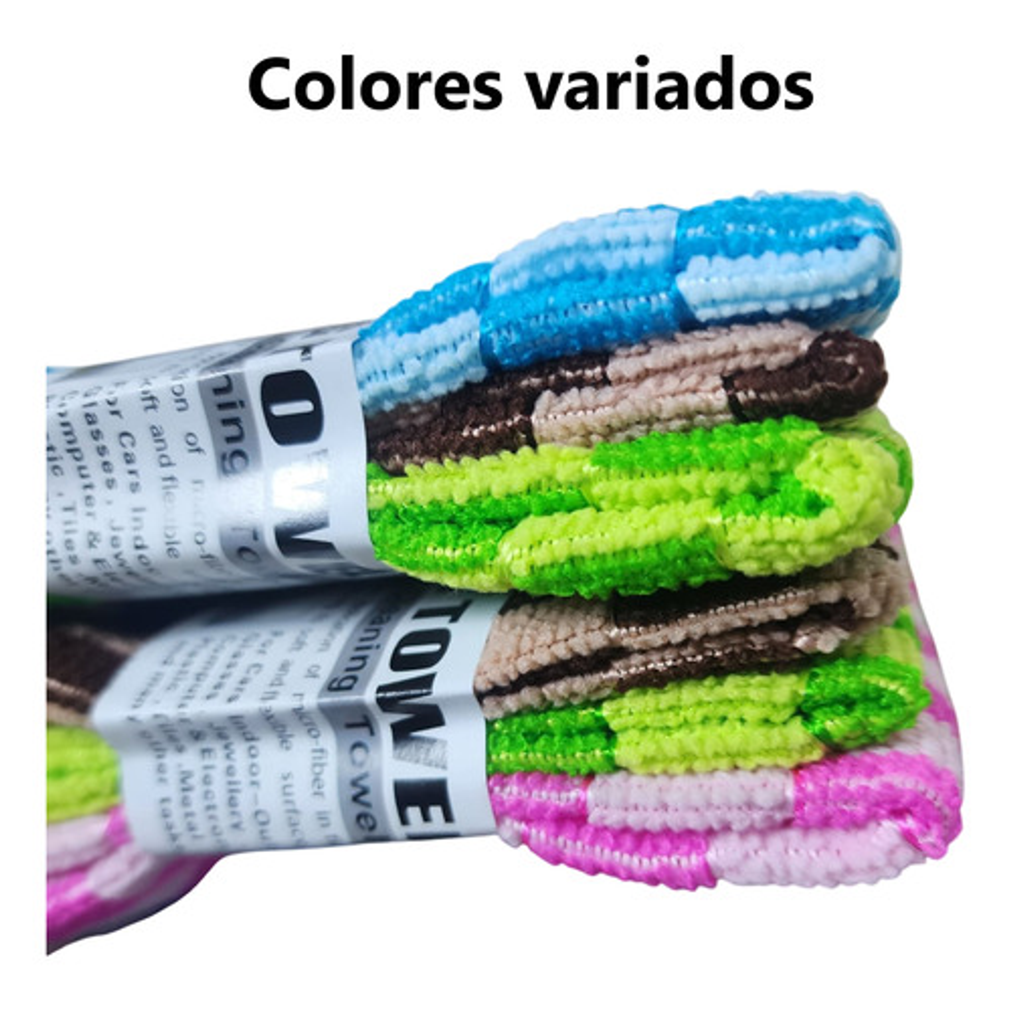 9 Paños Secador De Microfibra 30x30cm Cuadros Multicolor 4