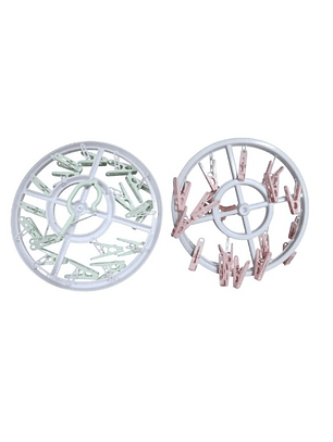 2 mini perchero gancho 25.5X7.5CM ROSADO Y VERDE