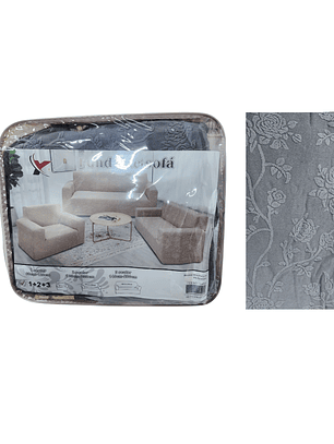 Funda con relieve diseño de hojas super suave y comoda para mueble - GRIS P1