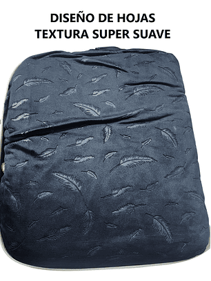 Funda con relieve diseño de hojas super suave - NEGRO