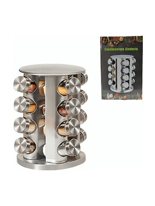 Estante De 16 Envases Giratorio De Acero Inoxidable