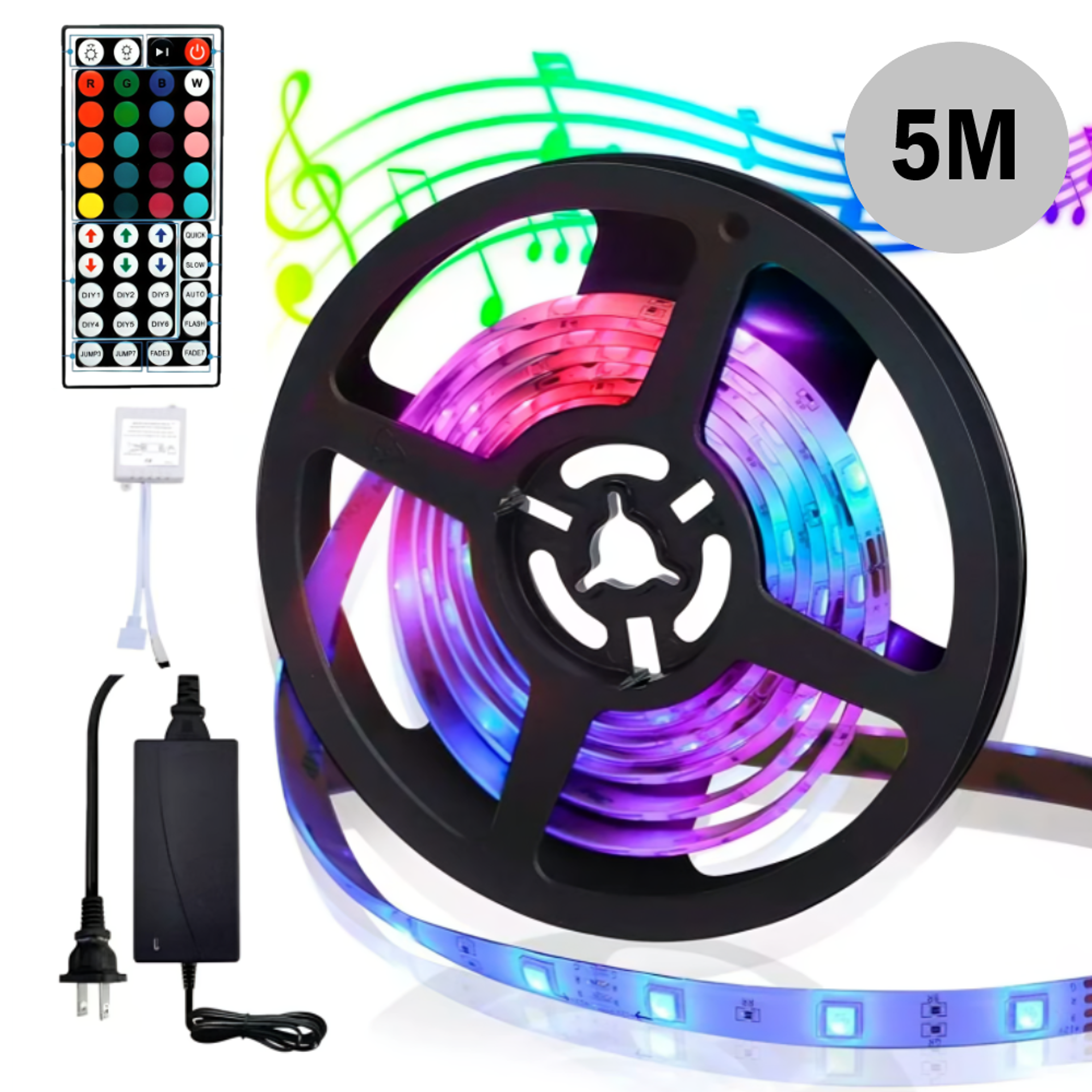 Tira Luz Led 5M Rgb 5050 A Control Remoto 1