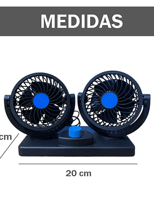 Ventilador Doble para Auto 12V con 2 Velocidades y Base Adhesiva