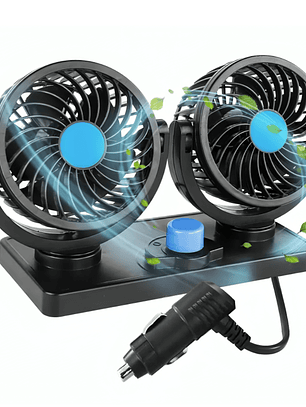 Ventilador Doble para Auto 12V con 2 Velocidades y Base Adhesiva