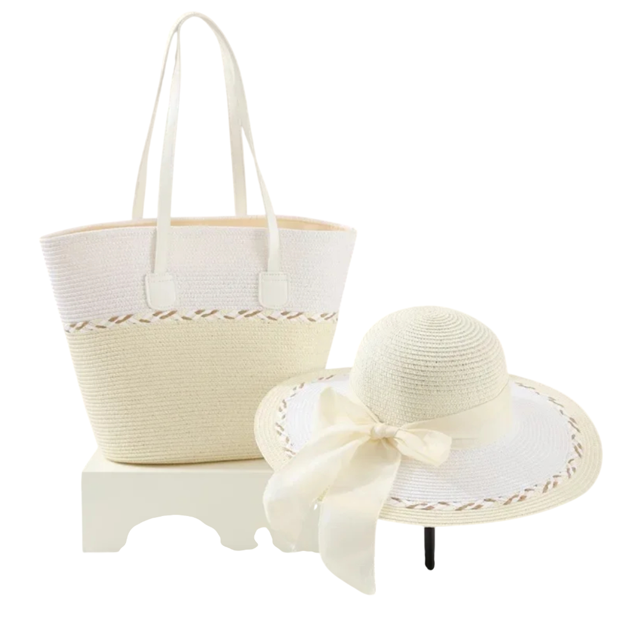 Set de Playa Bolso Grande con Sombrero Elegante  6