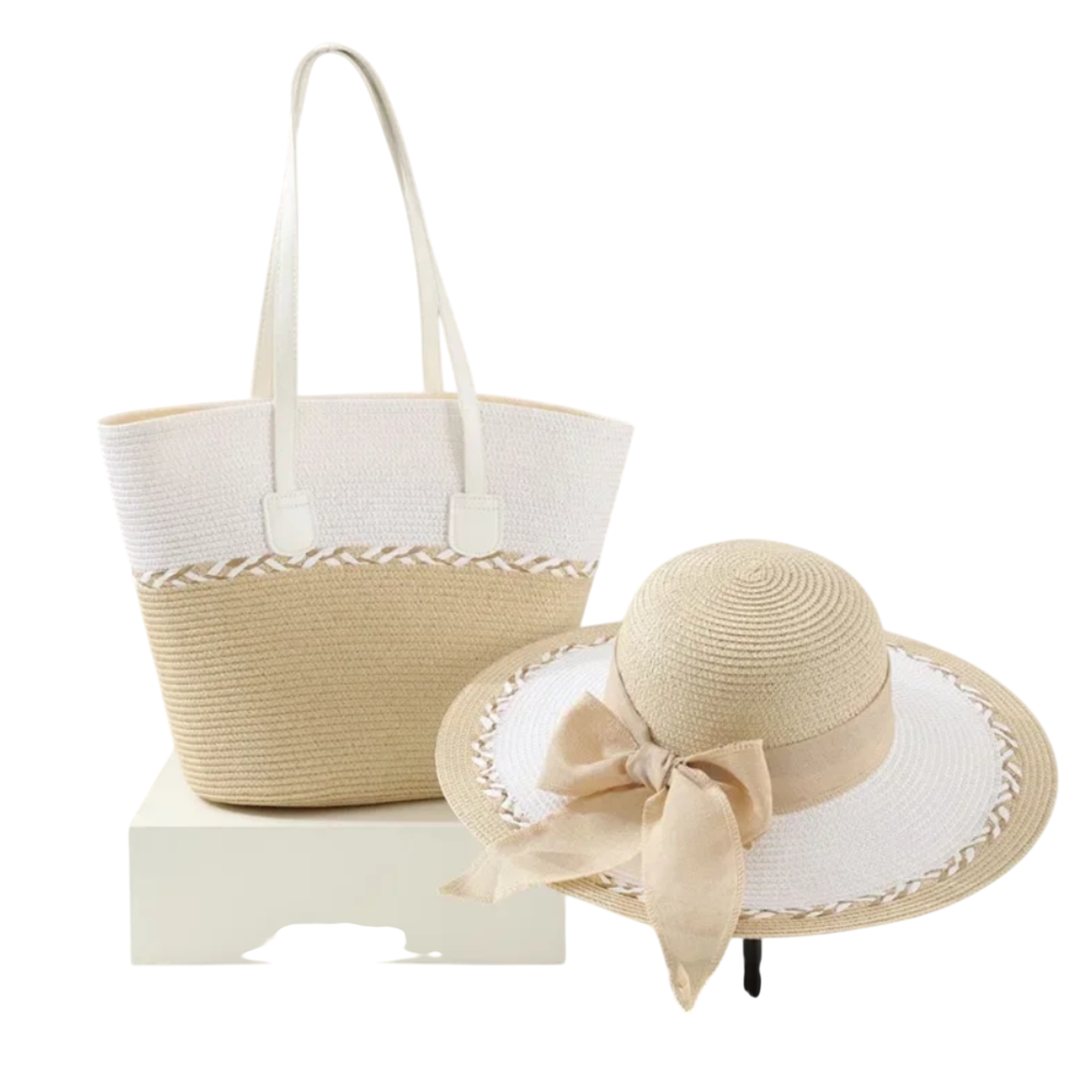 Set de Playa Bolso Grande con Sombrero Elegante  9