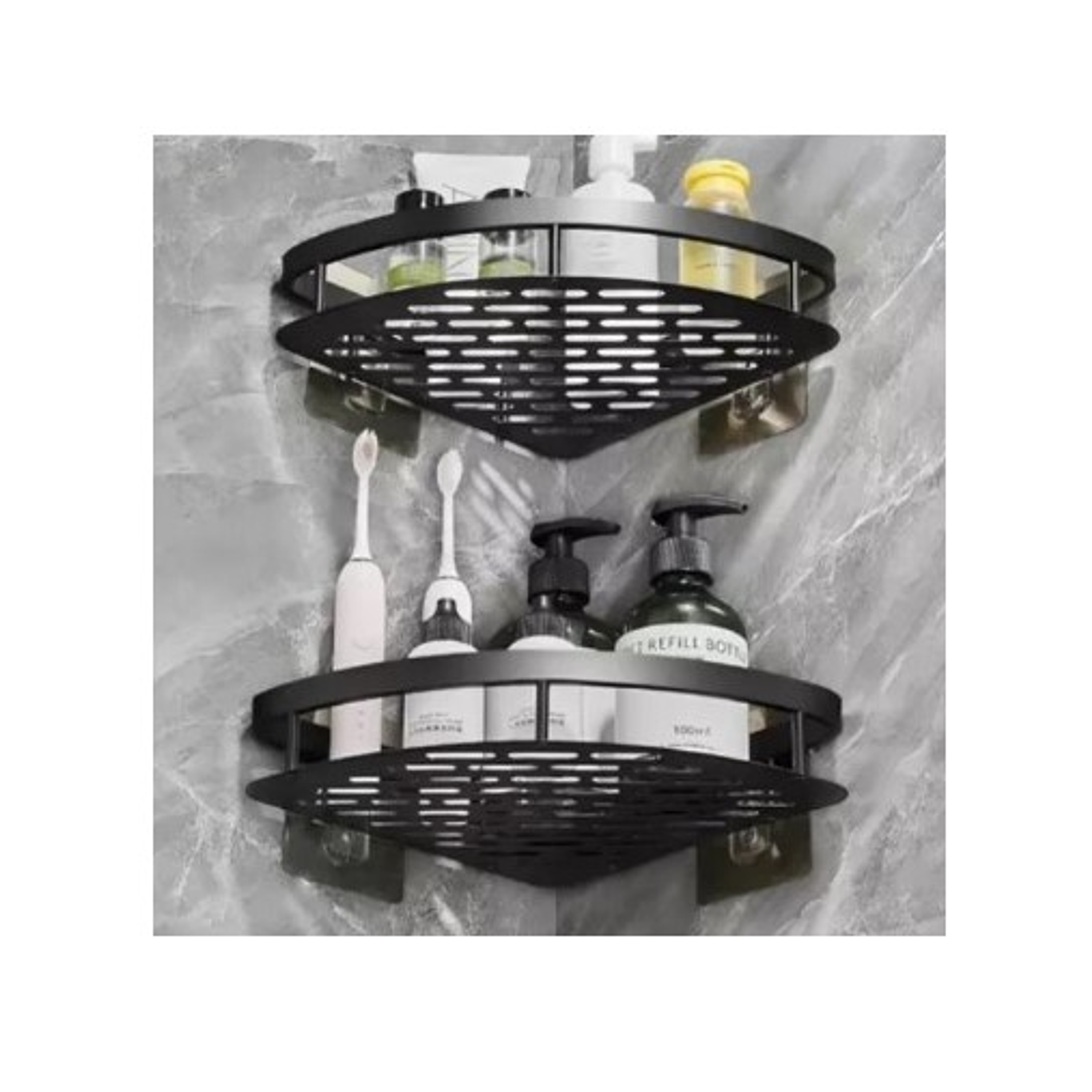 Kit 2 Repisas Esquinero De Aluminio Para Baño - Negro 4