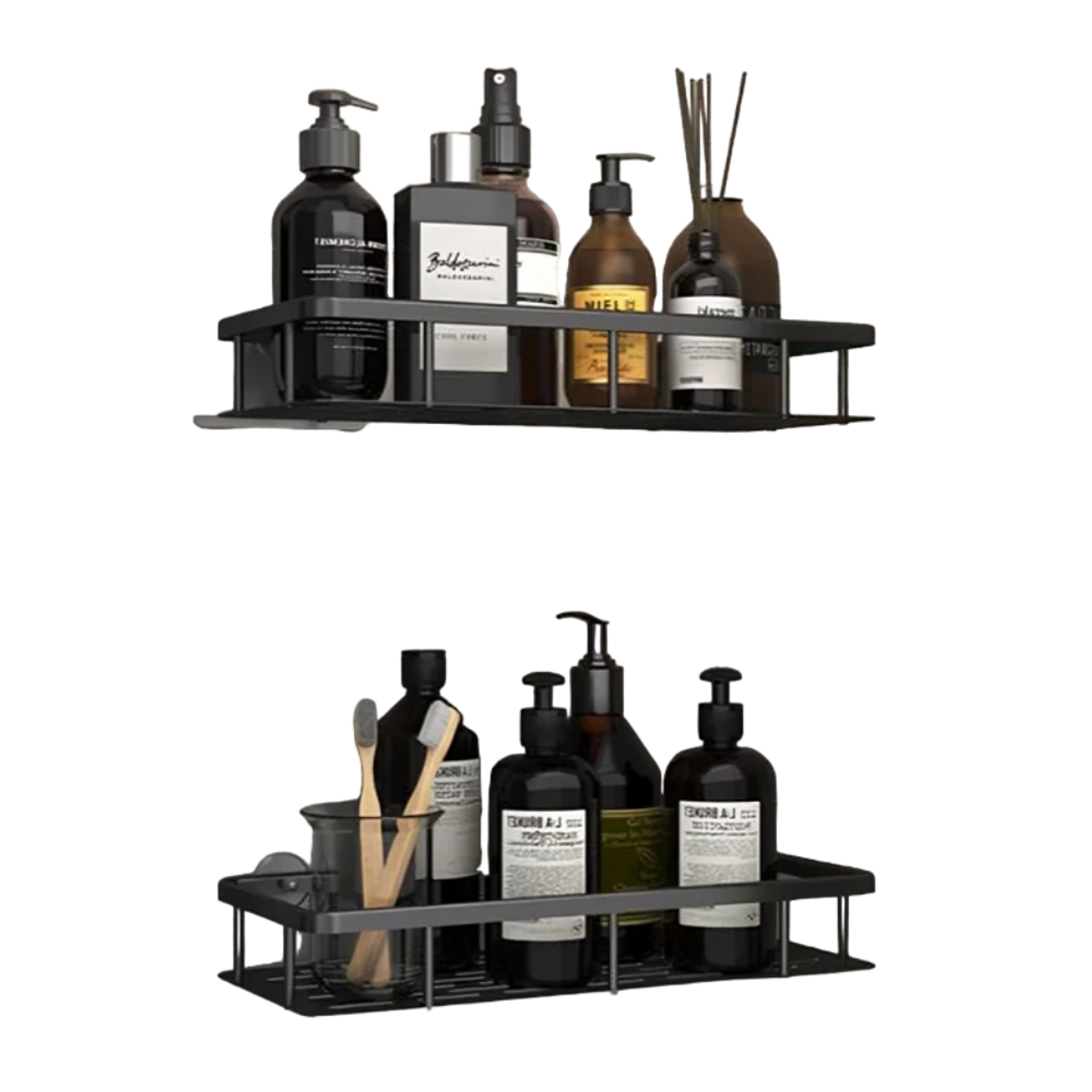 Kit x2 Repisas Rectangular De Aluminio Para Baño - Negro 1