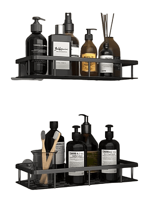 Kit x2 Repisas Rectangular De Aluminio Para Baño - Negro