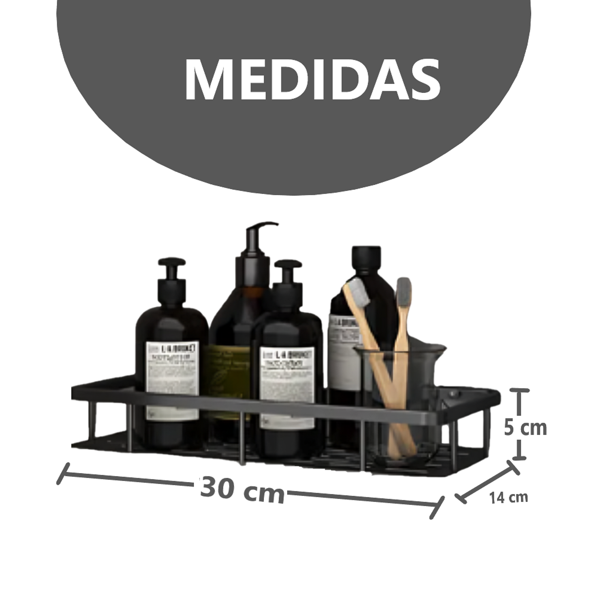 Kit x2 Repisas Rectangular De Aluminio Para Baño - Negro 2