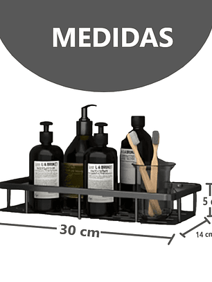 Kit x2 Repisas Rectangular De Aluminio Para Baño - Negro