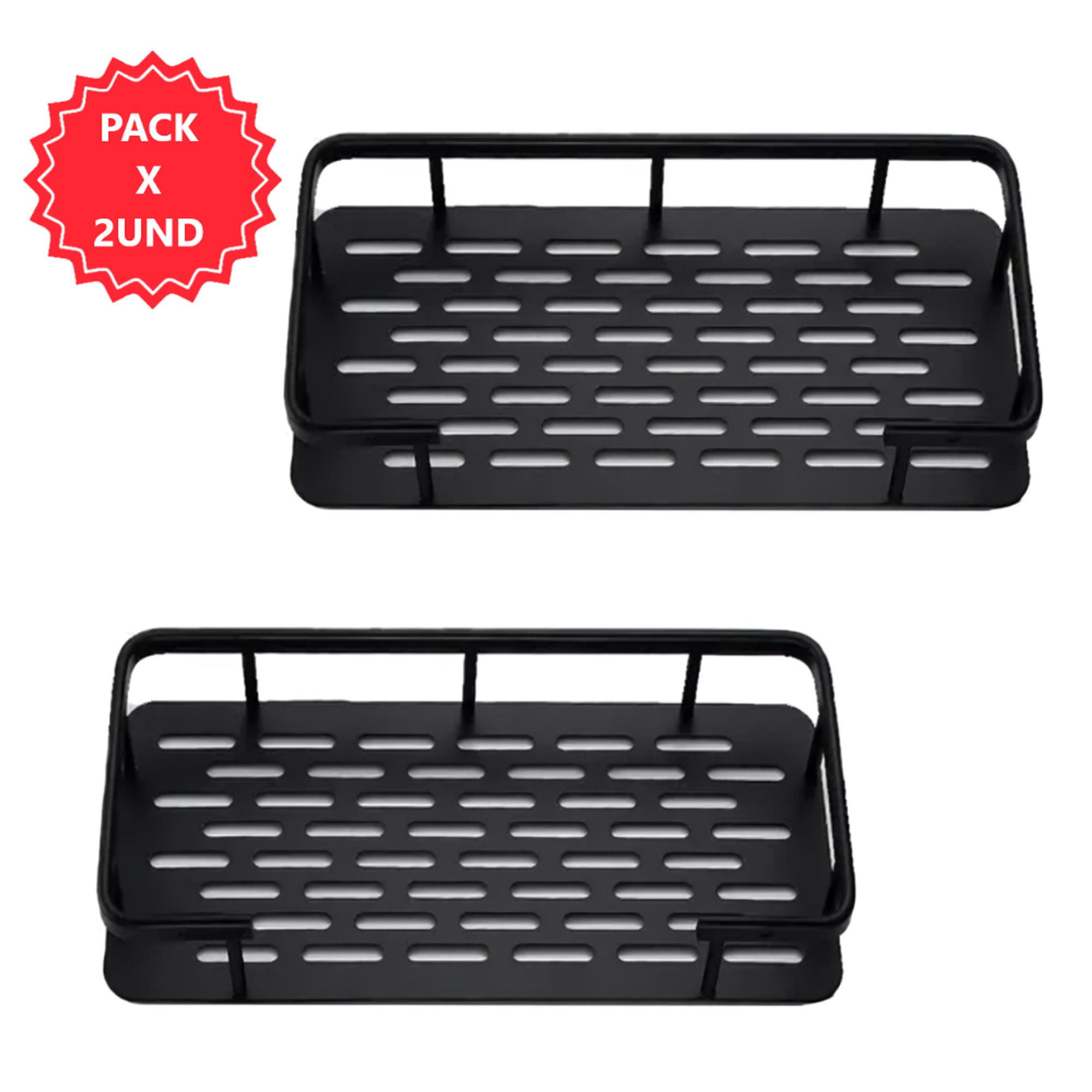 Kit x2 Repisas Rectangular De Aluminio Para Baño - Negro 3