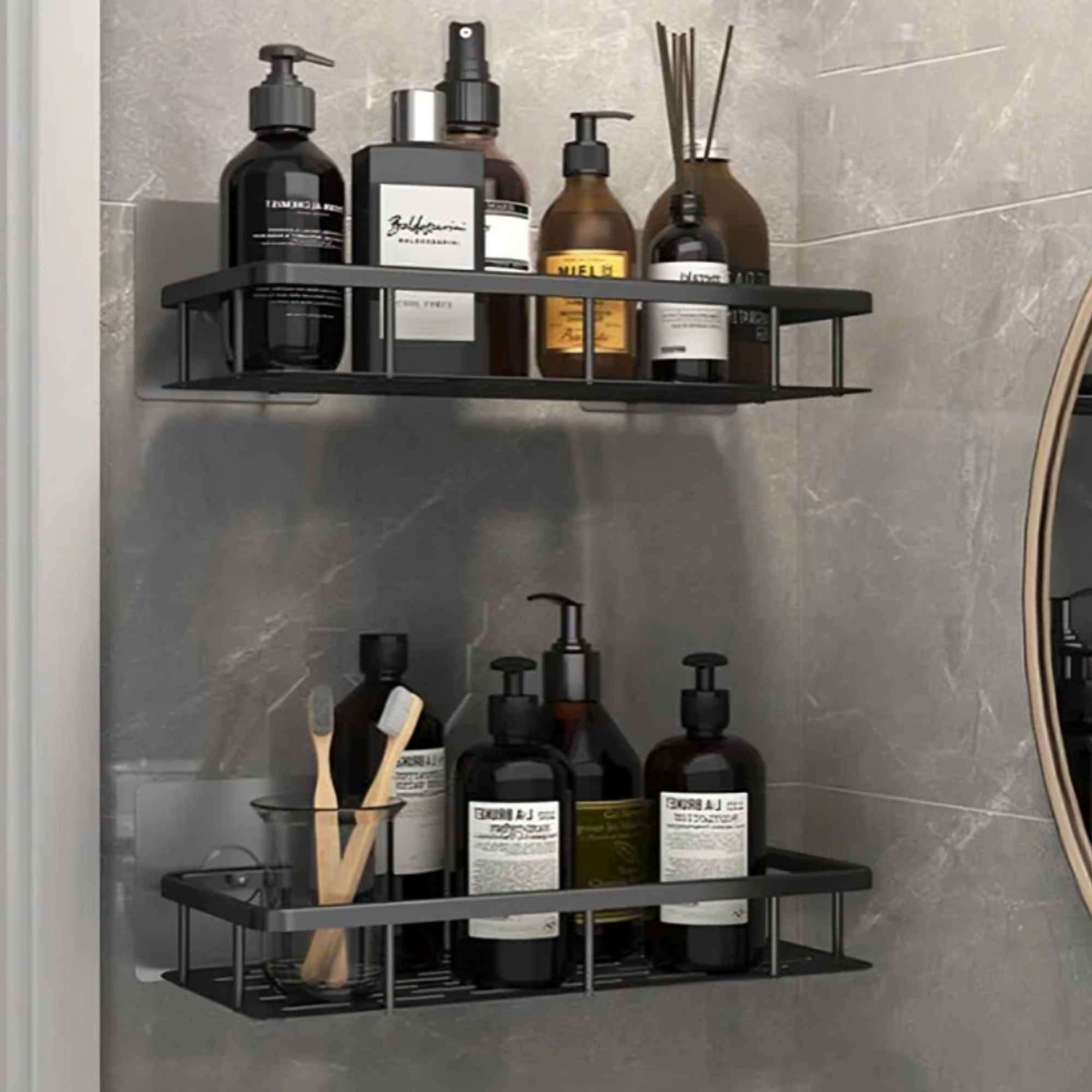 Kit x2 Repisas Rectangular De Aluminio Para Baño - Negro 6