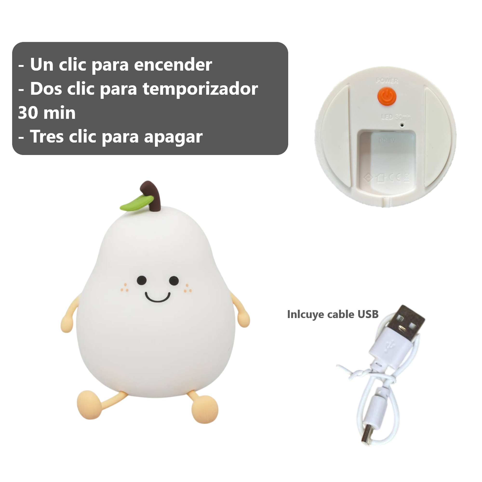 Lámpara de Pera de Silicona Inalámbrica LED Nocturna 6