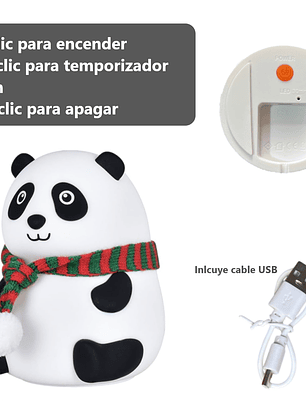 Lámpara de Oso Panda de Silicona Inalámbrica LED Nocturna