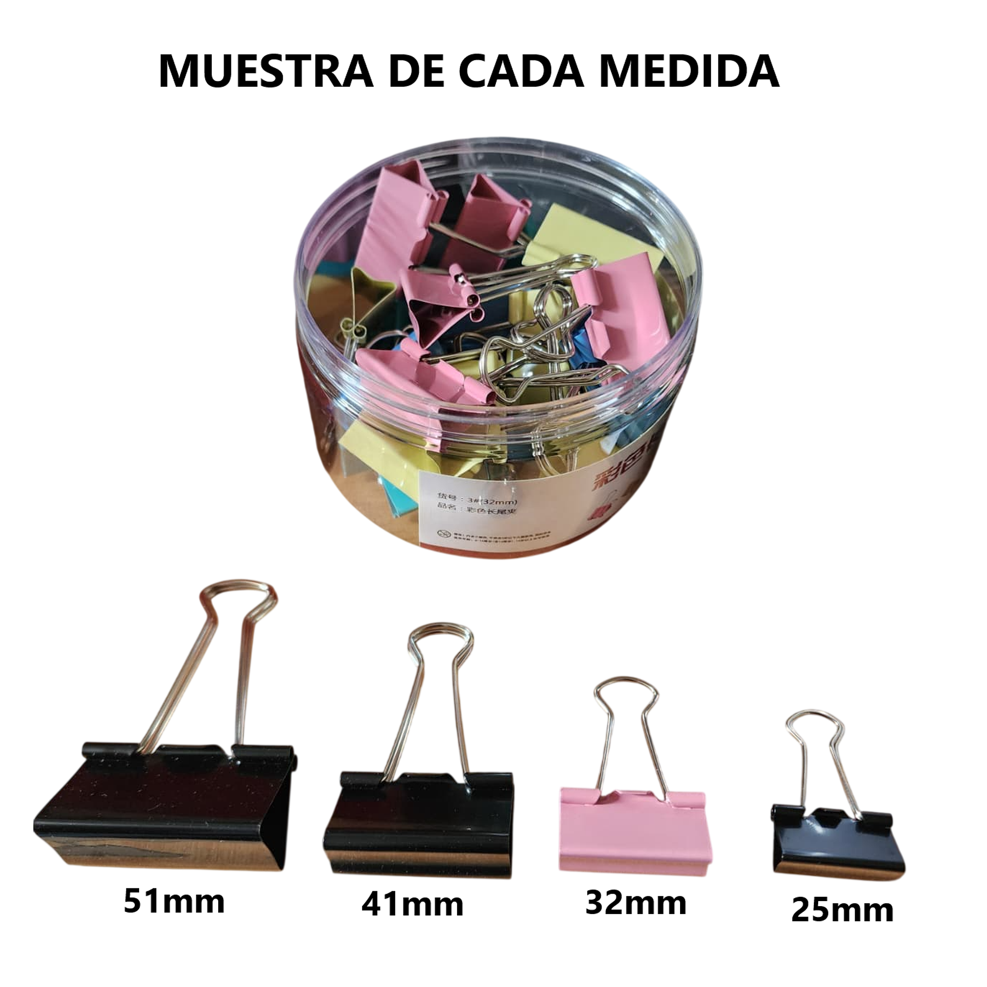 Clip de 4 tamaños 25mm 32mm 41mm 51mm 3