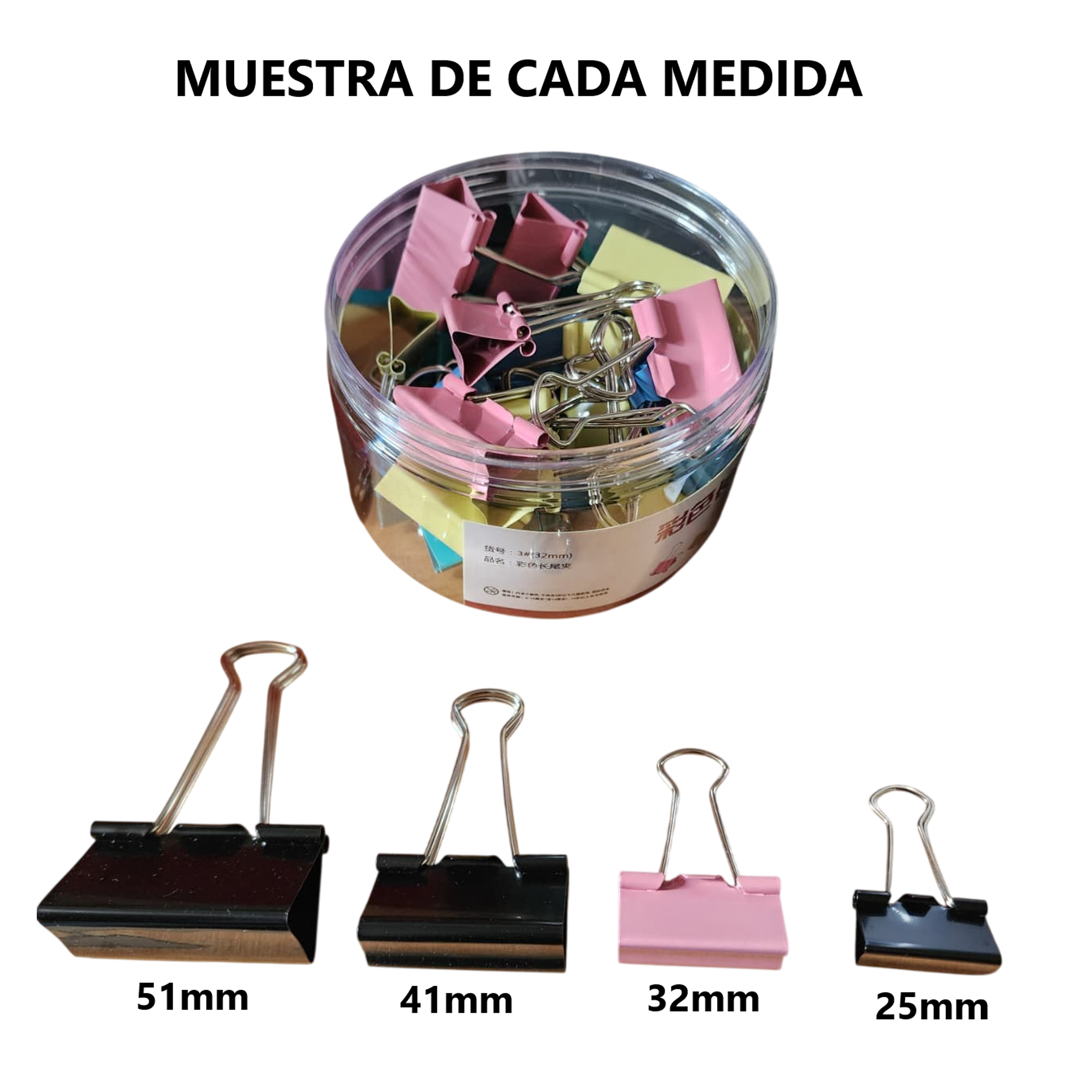 Clip de 4 tamaños 25mm 32mm 41mm 51mm 3