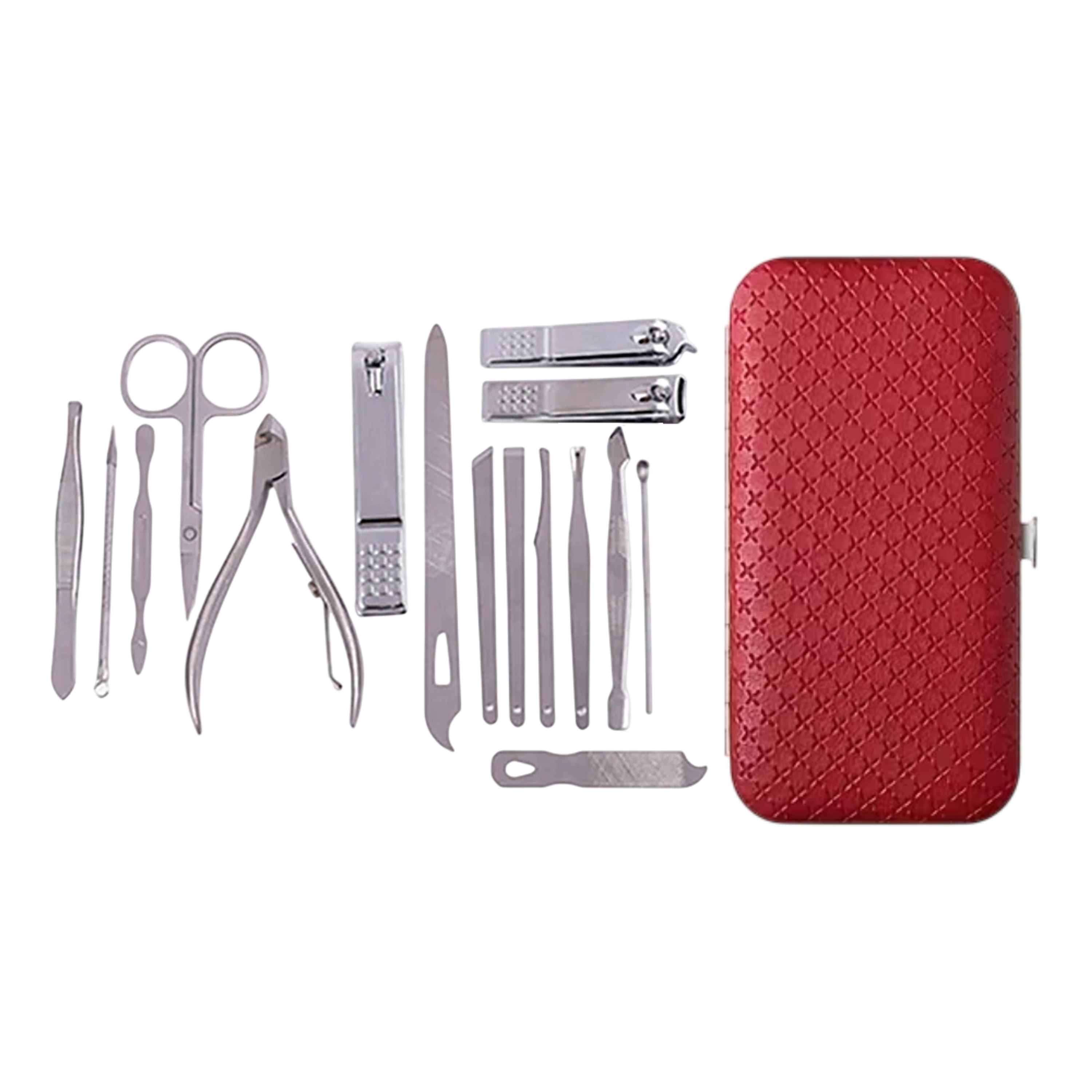 Set de Manicura y Pedicura de acero inoxidable - 16 pzs rojo 1