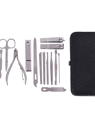 Set de Manicura y Pedicura de acero inoxidable - 16 pzs negro