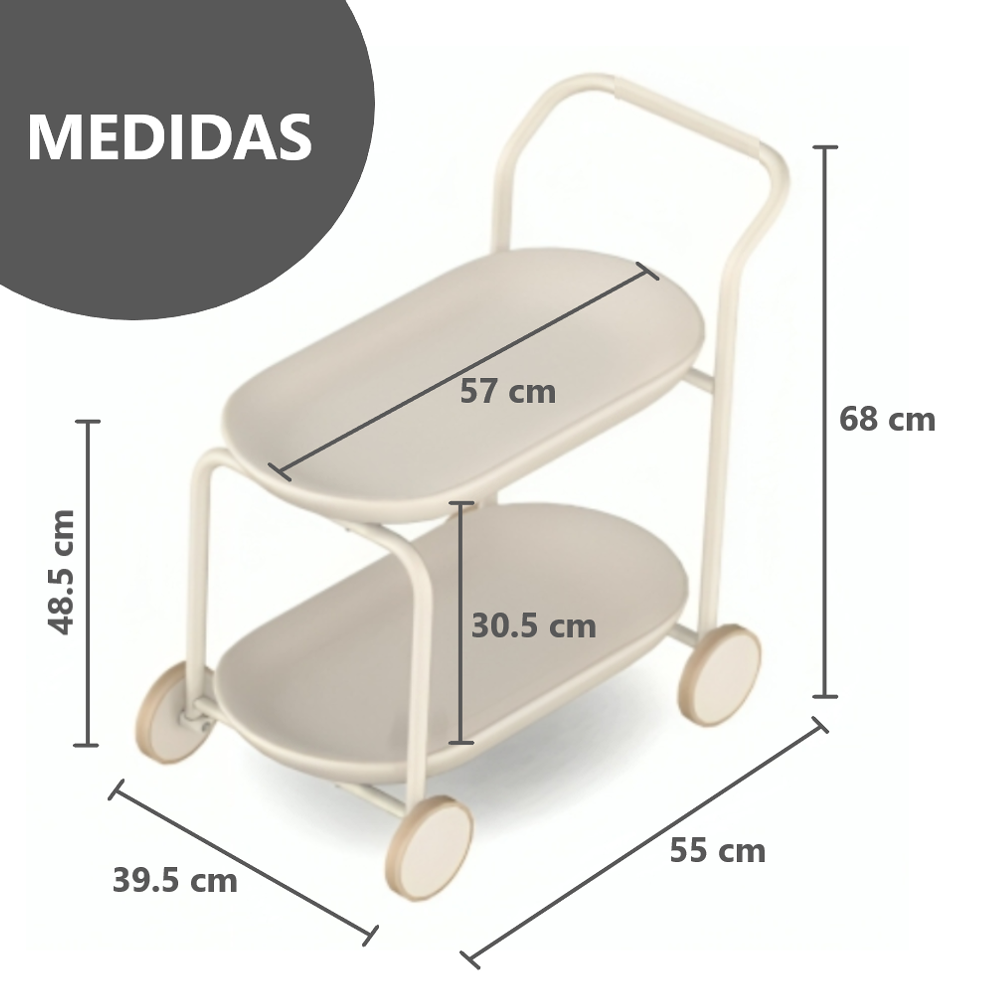 Carrito Organizador Multiuso de 2 Niveles rodante 2