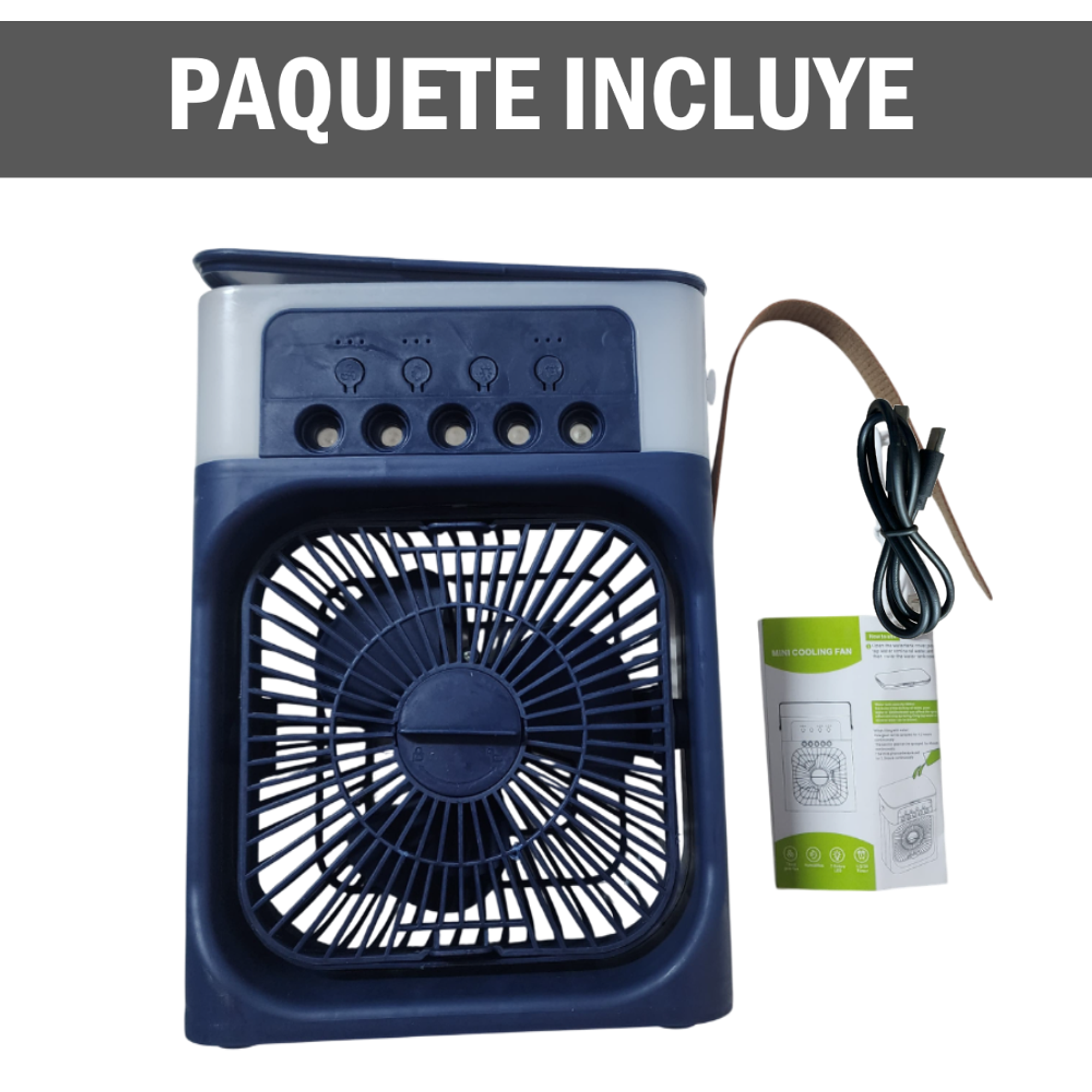 Ventilador portátil humidificador con luz LED 3