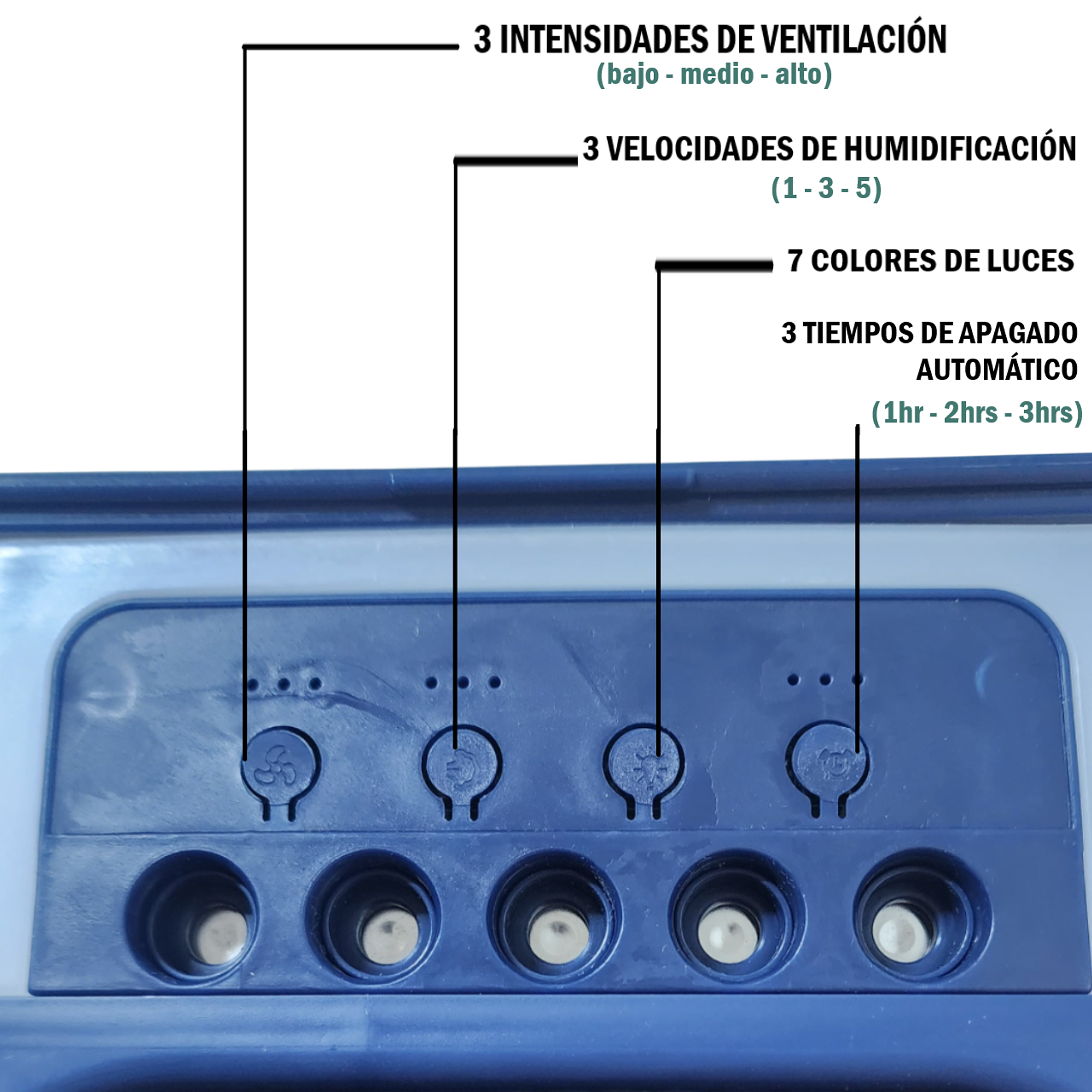 Ventilador portátil humidificador con luz LED 4