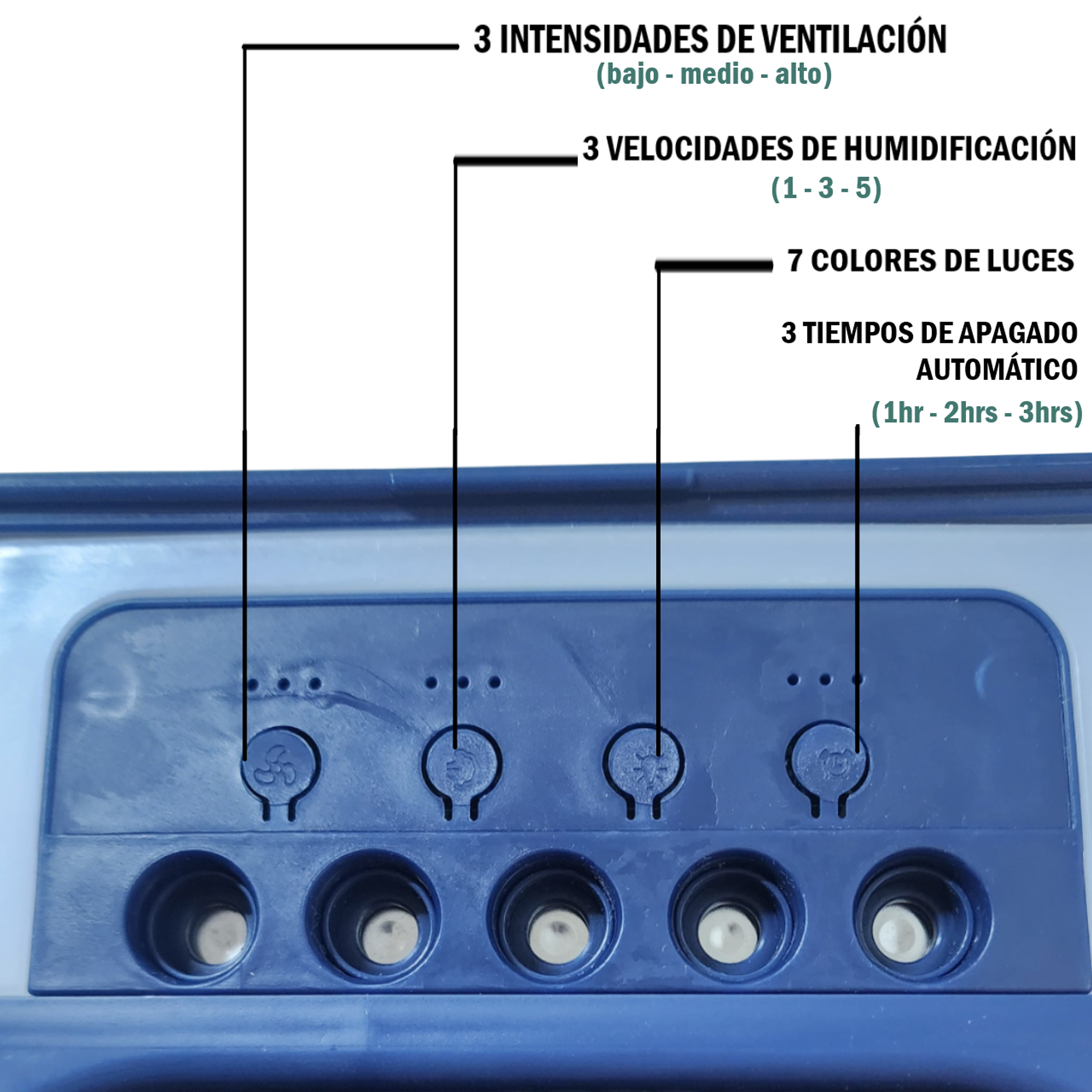 Ventilador portátil humidificador con luz LED 4