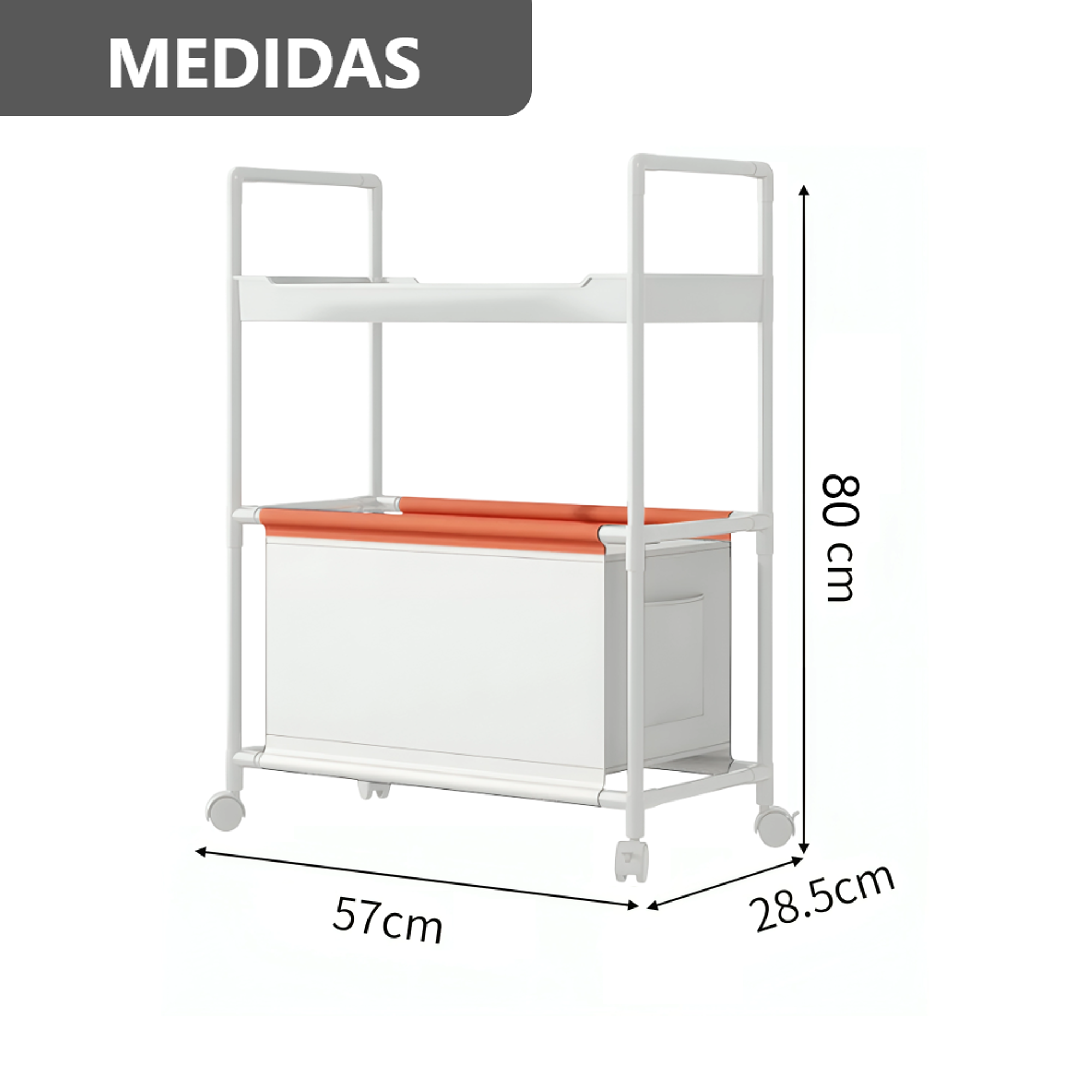 Carro Organizador con ruedas  de 2 niveles con cesta  1