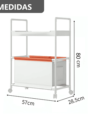 Carro Organizador con ruedas  de 2 niveles con cesta 