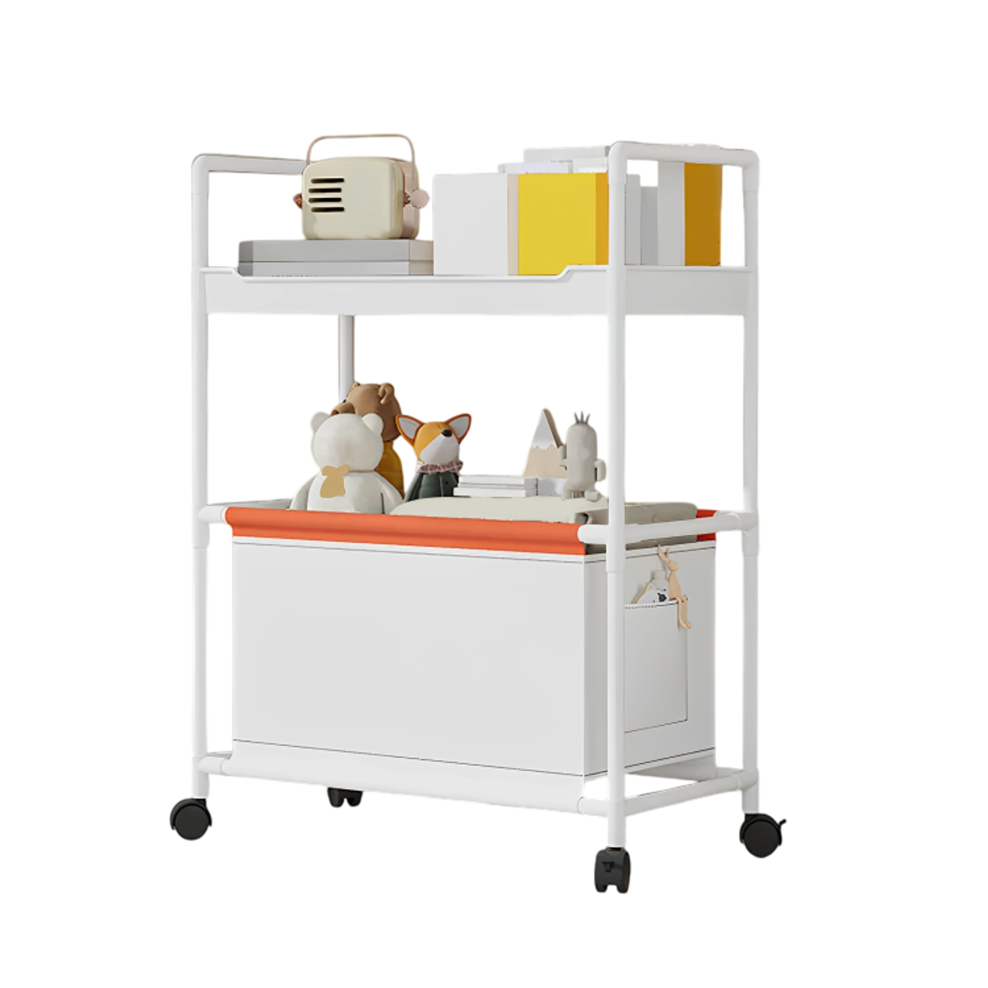 Carro Organizador con ruedas  de 2 niveles con cesta  2