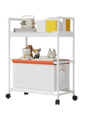 Carro Organizador con ruedas  de 2 niveles con cesta 