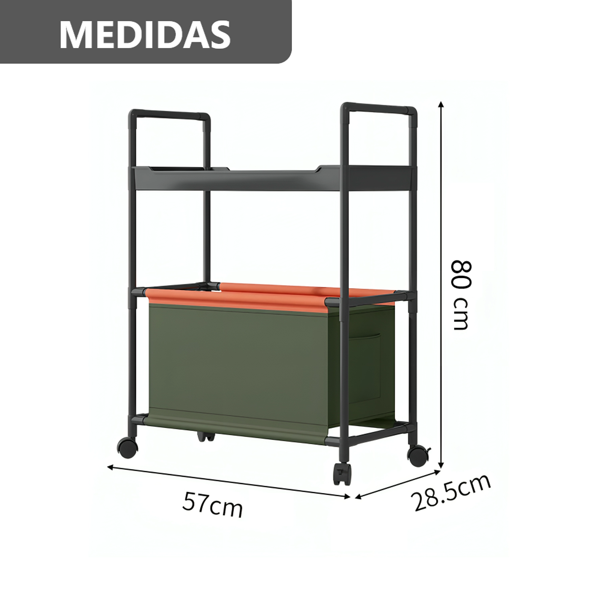Carro Organizador con ruedas  de 2 niveles con cesta  6